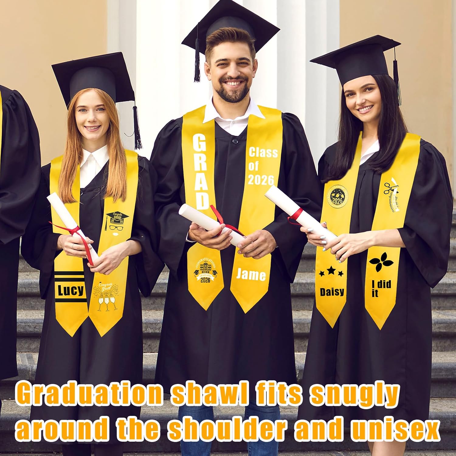 50 Pieces Plain Graduation Stole Sash Blank Satin Honor Stoles Unisex Adult Graduation Scarf for Men Women