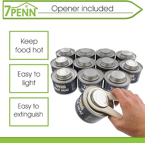 Miniatura 3 de 7Penn Calentadores de alimentos para bufé para fiestas, paquete de 12 latas de combustible para platos de 6 horas, catering, calentadores de