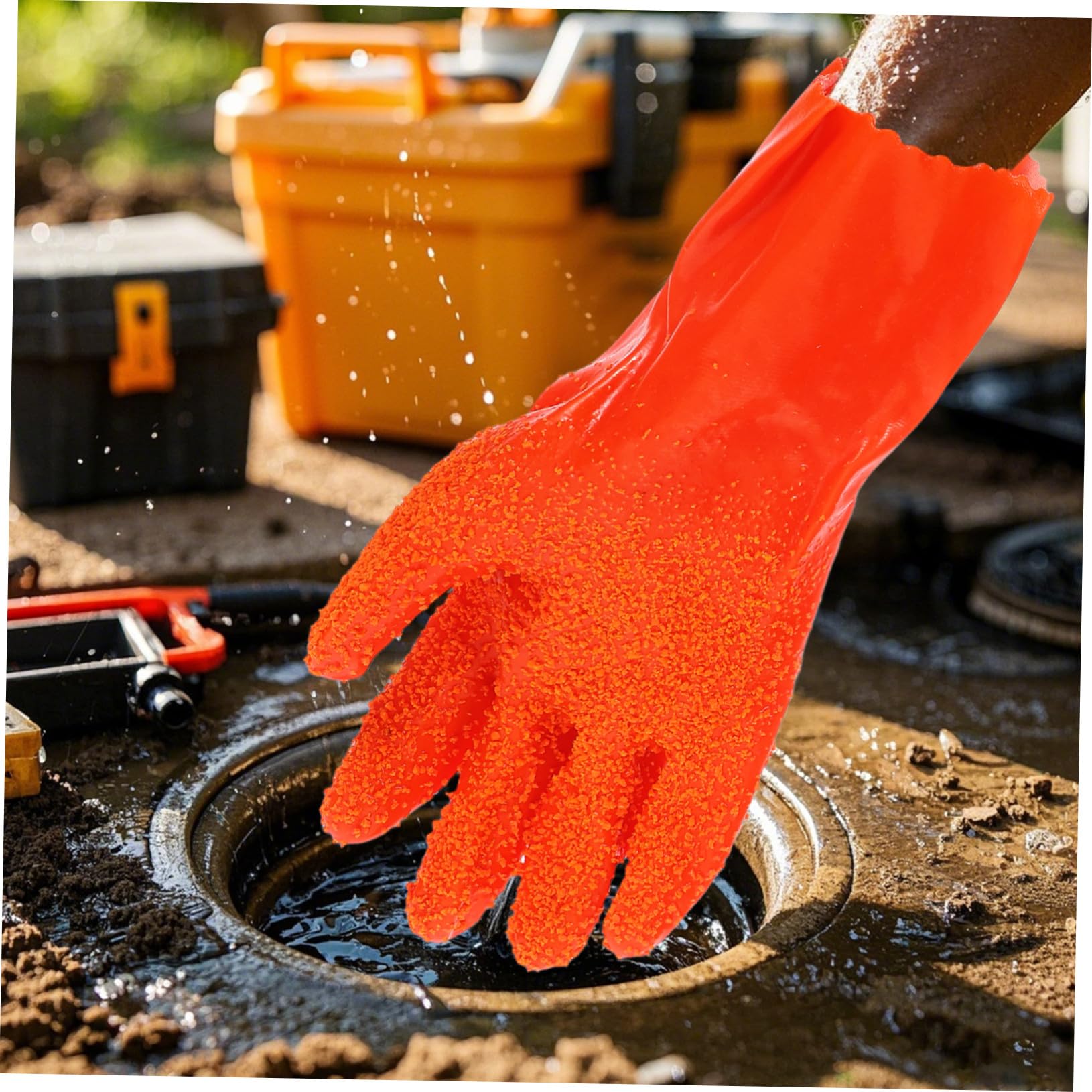 Schlangenhandschuhe aus Gummi Langlebige Abflussreinigungshandschuhe Flexible Schutzhandschuhe für Industrie Haushalt Sichere Arbeitshandschuhe für Rohrreinigung
