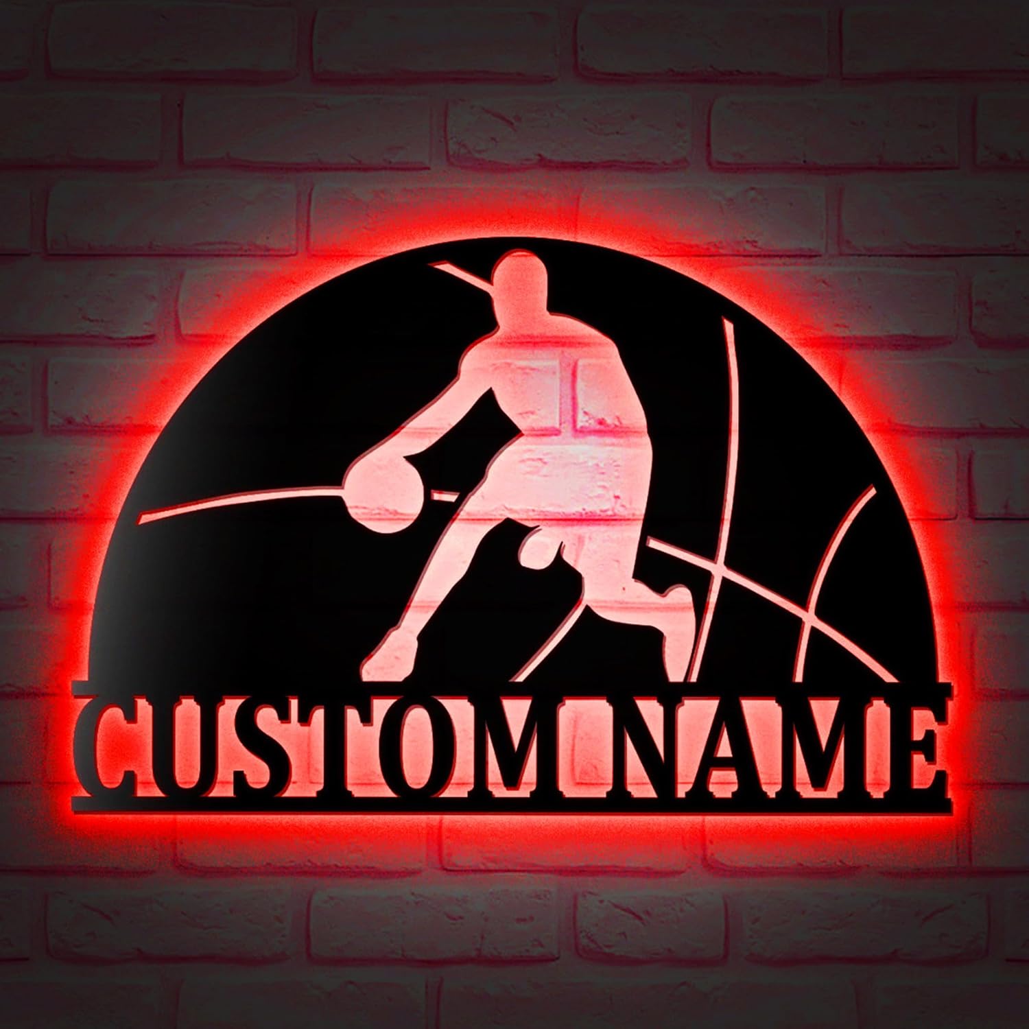 Custom Half Basketball Team Metal Wall Art Led Light Personalized Player Lover Sign Home Decor Kid Nursery Decoration Basketball Neon Sign Birthday Gift