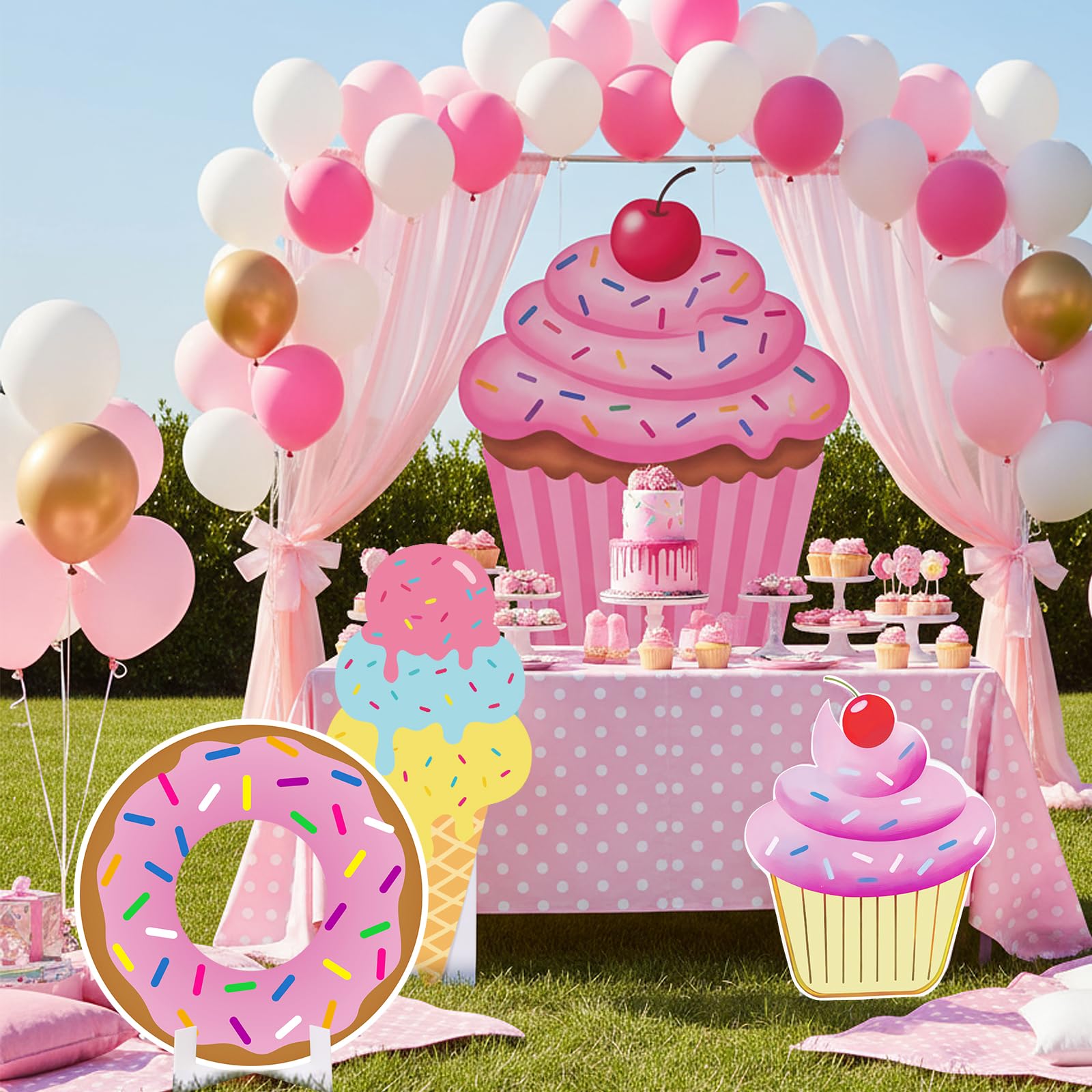Pączek, duży stojak, dekoracja imprezowa, zestaw z solidnymi podstawami, duży znak podwórka, na imprezę tematyczną, baby shower, rekwizyty do budki fotograficznej, do użytku wewnątrz i na