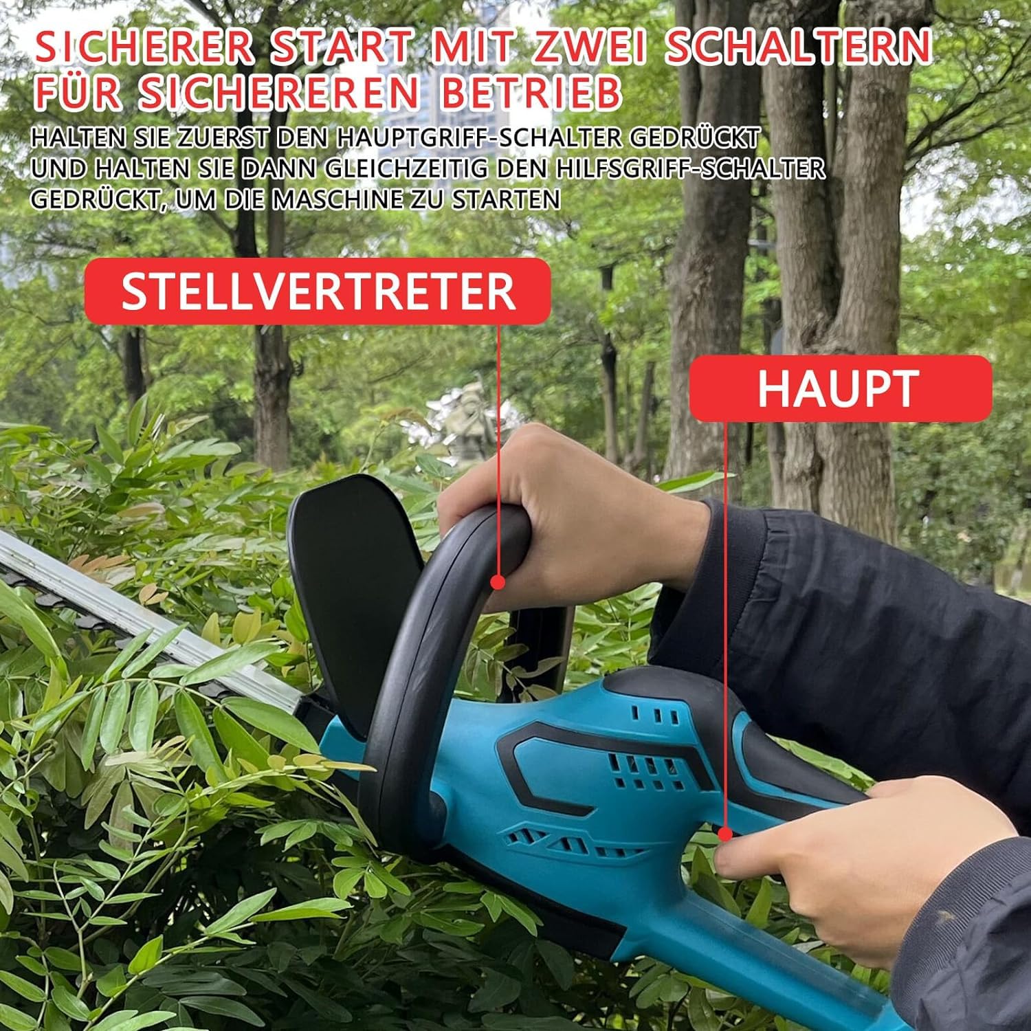 Akku Elektrische Heckenschere,Ersatz für Makita, Bürstenloser Motor,Enthält 2X5.5Ah Akku und Ladegerät Toolkit, mit 51 cm Dual-Action-Klinge & sicherem Design, Gartenschere für die Rasenpflege im