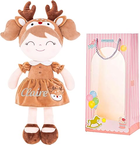Gloveleya Muñeca personalizada con tu nombre Lindo elefante personalizado suave muñeca de felpa para niñas muñeca de peluche regalos personalizados
