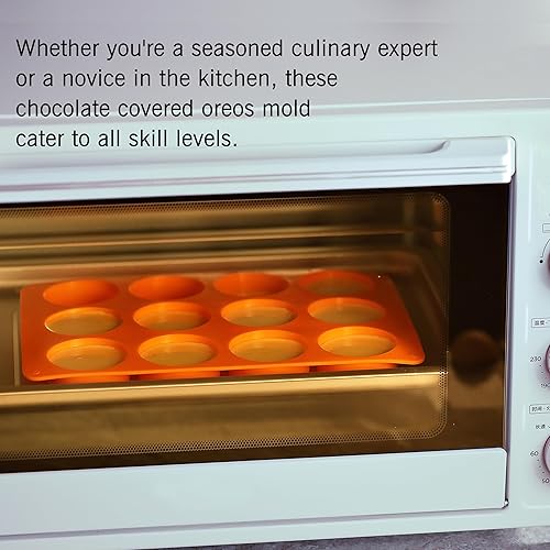 Miniatura 7 de LCCOWOT - 2 moldes de silicona redondos de silicona para galletas de chocolate con 12 cavidades, molde para hornear para chocolate, oreo, galletas,