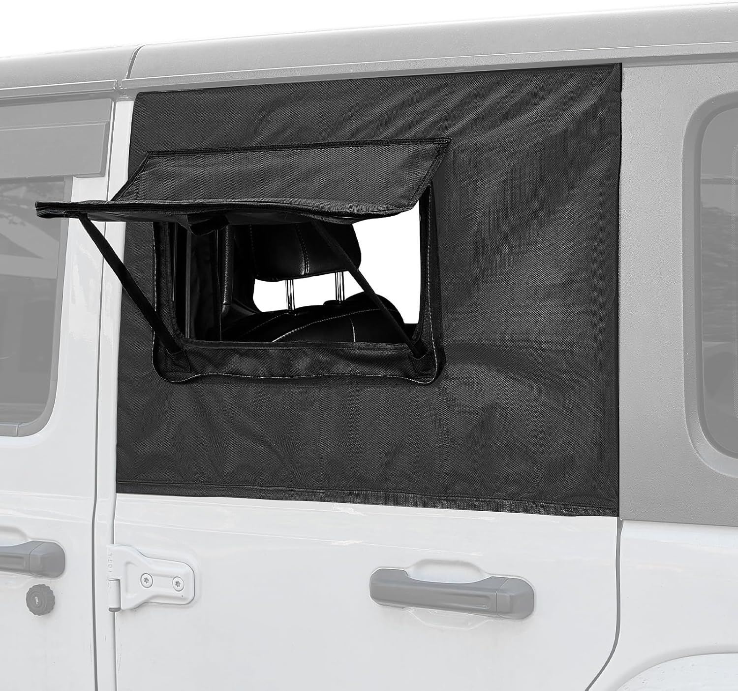 JOYTUTUS Rear Wrangler Side Window Sun Shade Rain Cover Camping Window Insect Mesh Screens Compatible with 2007-2026 Wrangler JK JL 4 Doors Gladiator JT, Car Window Covers for Privacy Blackout 2 Pcs