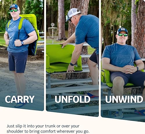 Miniatura 4 de Alpcour Asiento reclinable para estadio, silla ancha con respaldo y cojín, reposabrazos, bolsillos laterales y gancho para gradas, las mejores