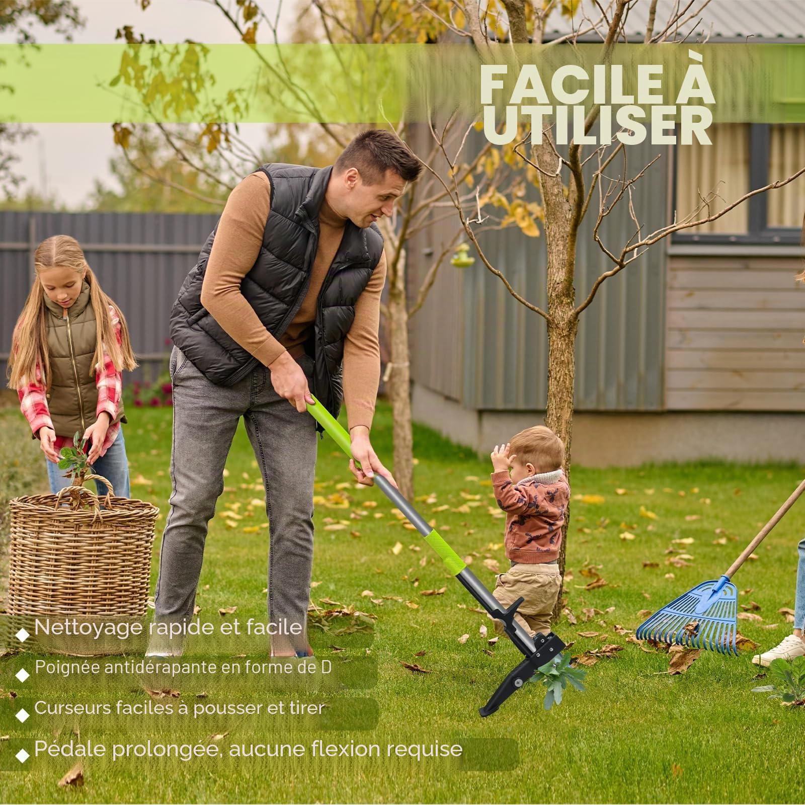 Gardtech Désherbeur Manuel Ergonomie Extracteur de Mauvaises Herbes avec pédale à 4 Griffes et Pied en Acier Inoxydable 100cm Outil Manuel pour Jardin et pelouse