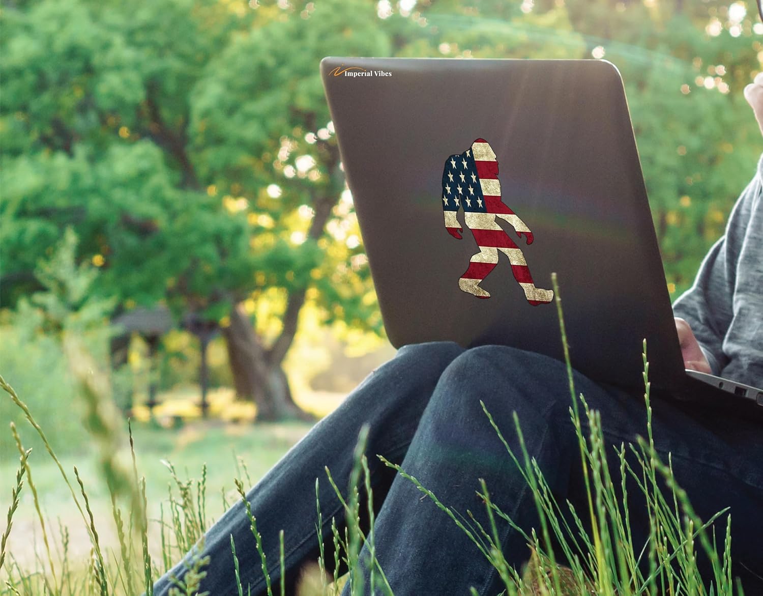 IMPERIAL VIBES - Bigfoot American Flag Sasquatch Rock on Sticker - Vinyl Decal for Notebook – Waterproof Sticker for Waterbottle – Indoor Outdoor Use - Decal for Car, SUV and Motorbike- 2 Pack -Imp 94 - Image 6