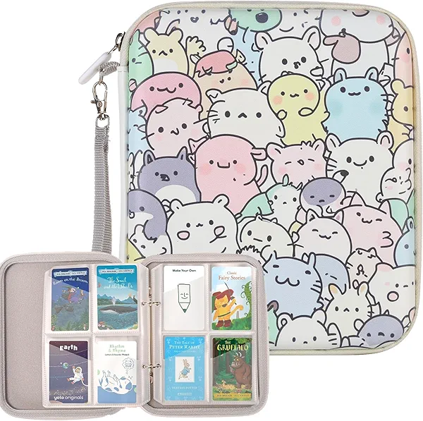 HBK Card Holder for Yoto Cards, 80 Pockets Mini Card Binder with Zipper & Strap, Portable Waterproof Card Album Organizer for Player & Mini Audiobook Cards Storage (Cartoon)