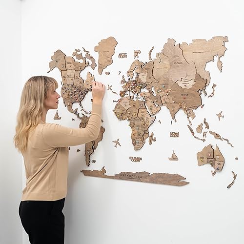 Miniatura 76 de Enjoy The Wood 3D Wood World Map Wall Art Large Wood Wall Décor Housewarming Gift Idea Wall Art World Travel Map For Home & Kitchen or Office