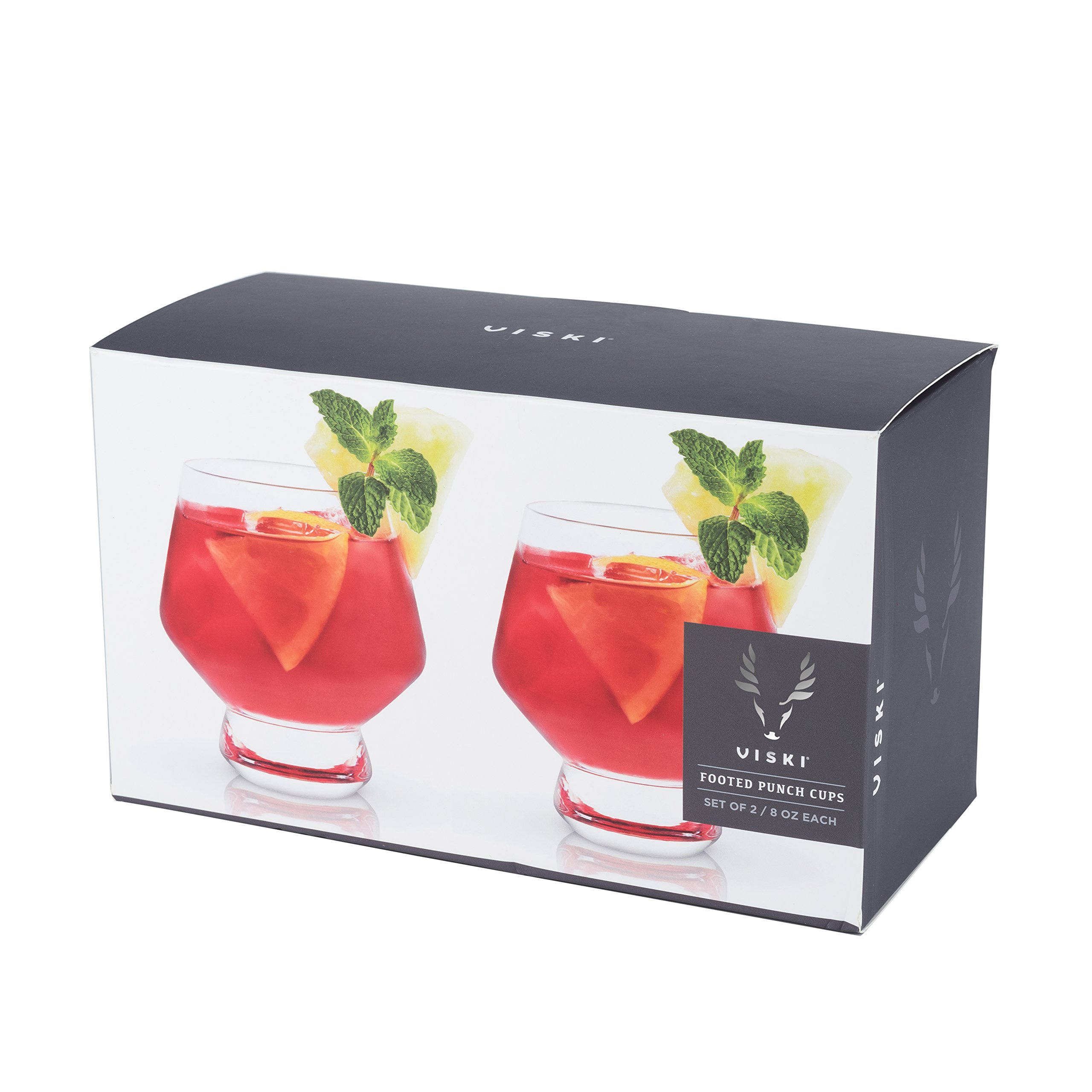 Viski 6448 Raye : tasses à punch sur pied, verre (cristal sans plomb), 237 ml, multicolore