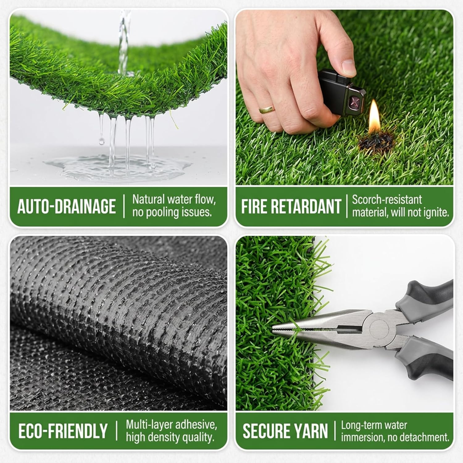 Artificial Grass Rug, 3x0.5m Realistic Look & Feel Indoor Outdoor Turf Mat, Easy to Clean Artificial Turf Rug for Patio, Balcony, Camping ;1