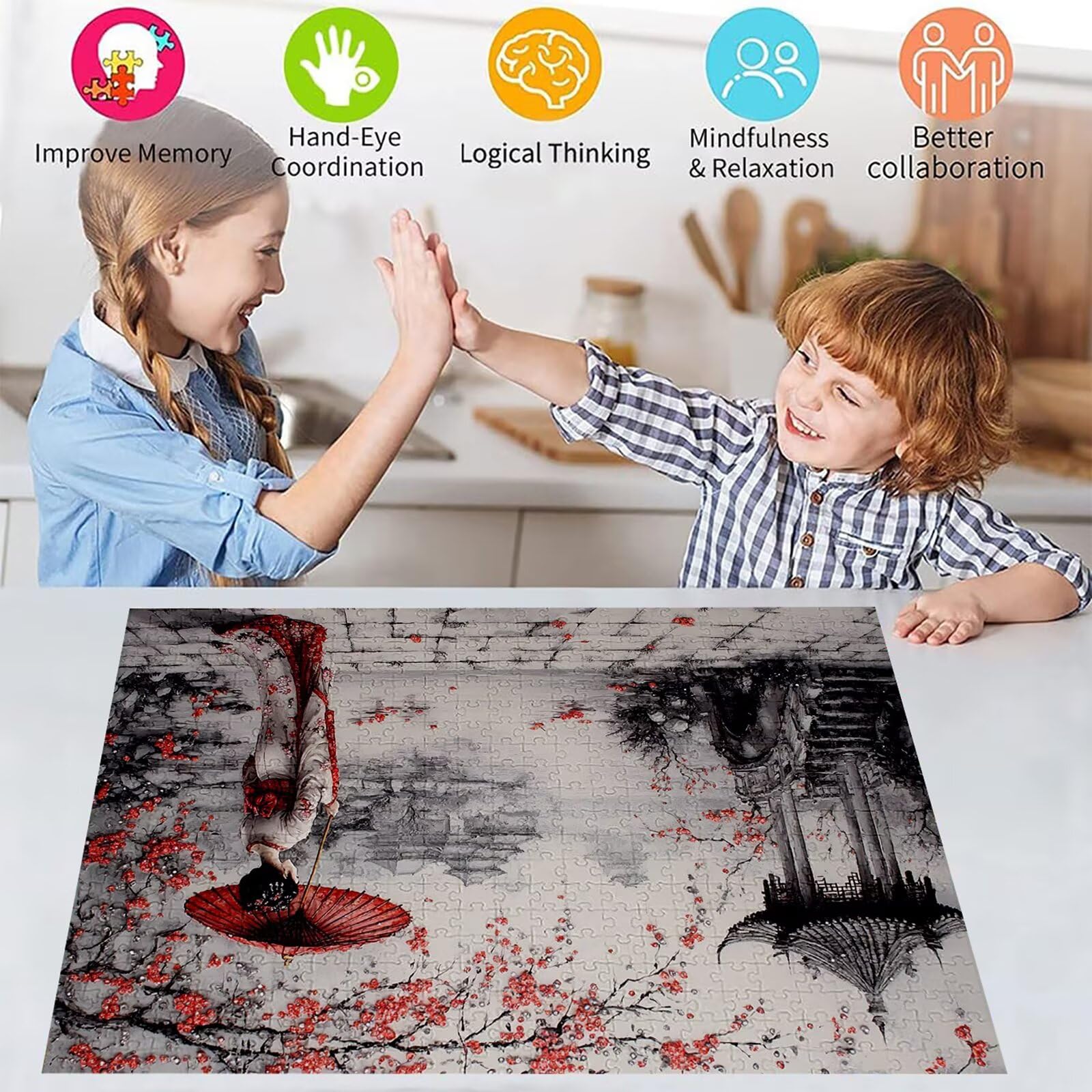 Puzzle 3000 elementów Japonia puzzle dla dorosłych kobiet 122 x 81 cm unikalne rzemiosło klasyczne 3D drewniana układanka do rodzinnych gier biznesowych, układanka do samodzielnego wykonania nawet do