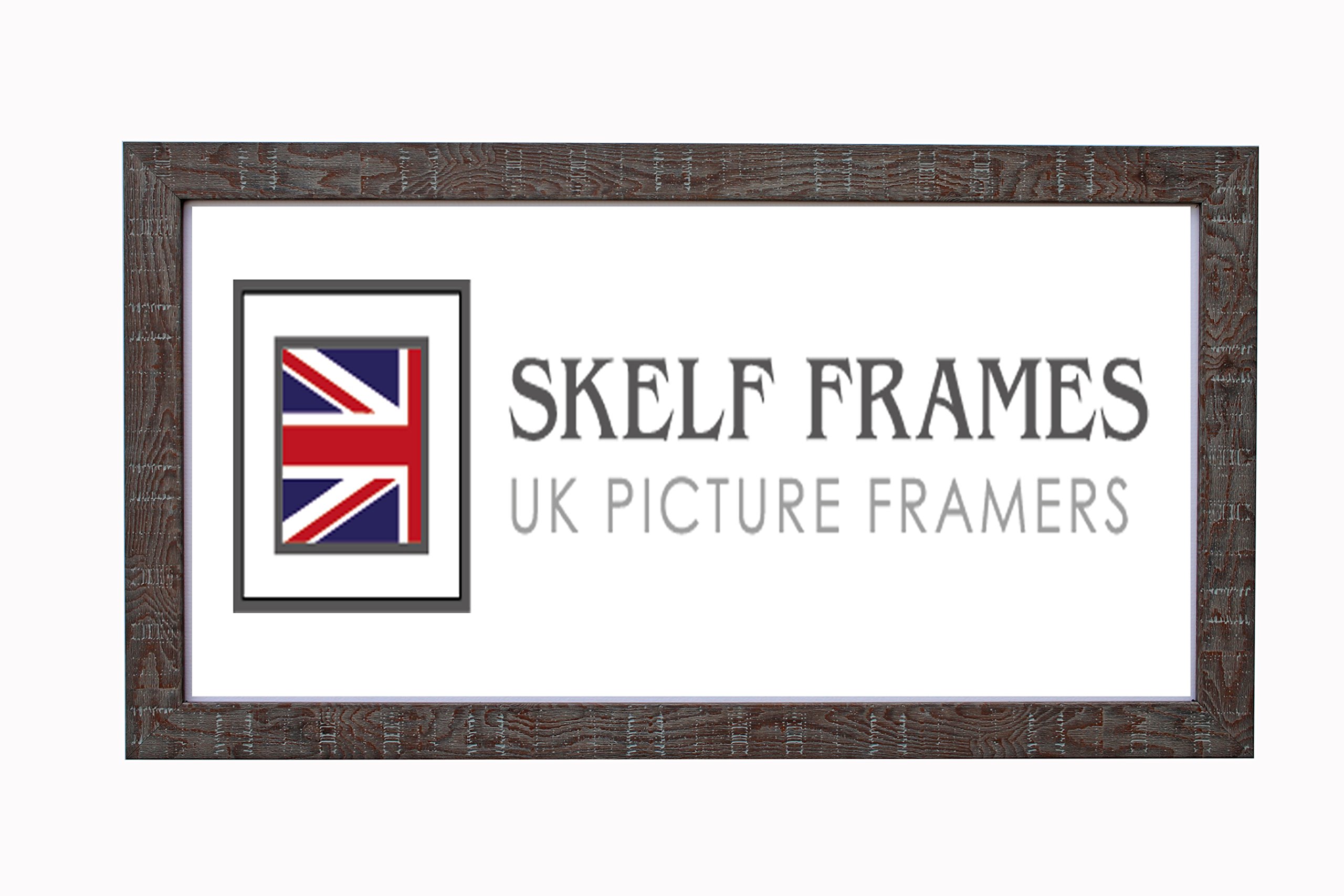 WALNUT ORANGEBOX WOOD GRAIN EFFECT PANORAMIC PICTURE PHOTO POSTER FRAME WITH GLASS (16"x8")