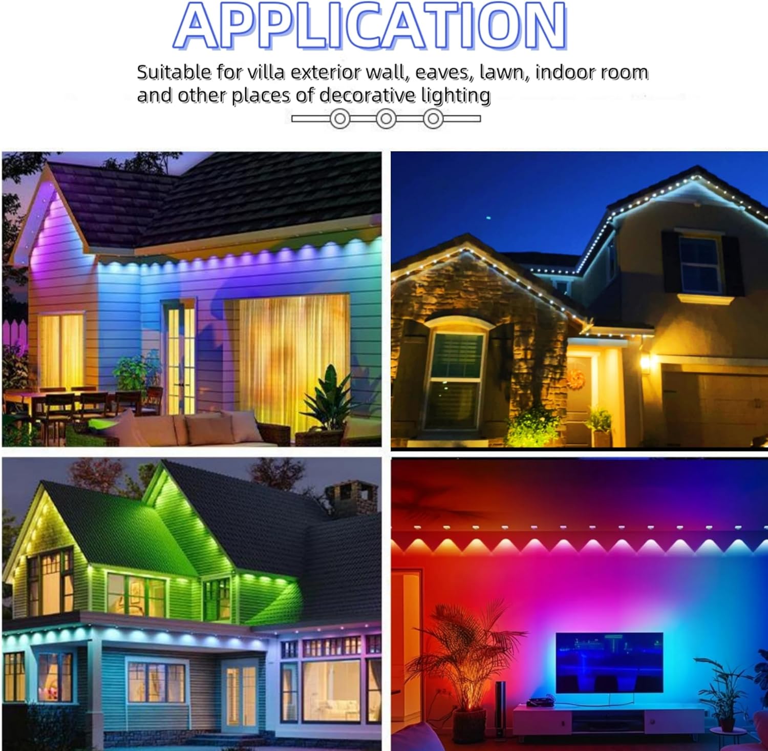 Q QINGCHEN 108ft RGBW LED Module Light UL Listed RGB+White 72pcs with Voice APP Remote Control for Permanent Outdoor Eave roof Perimeter Storefront Waterproof (Power Supply and Controller Included)