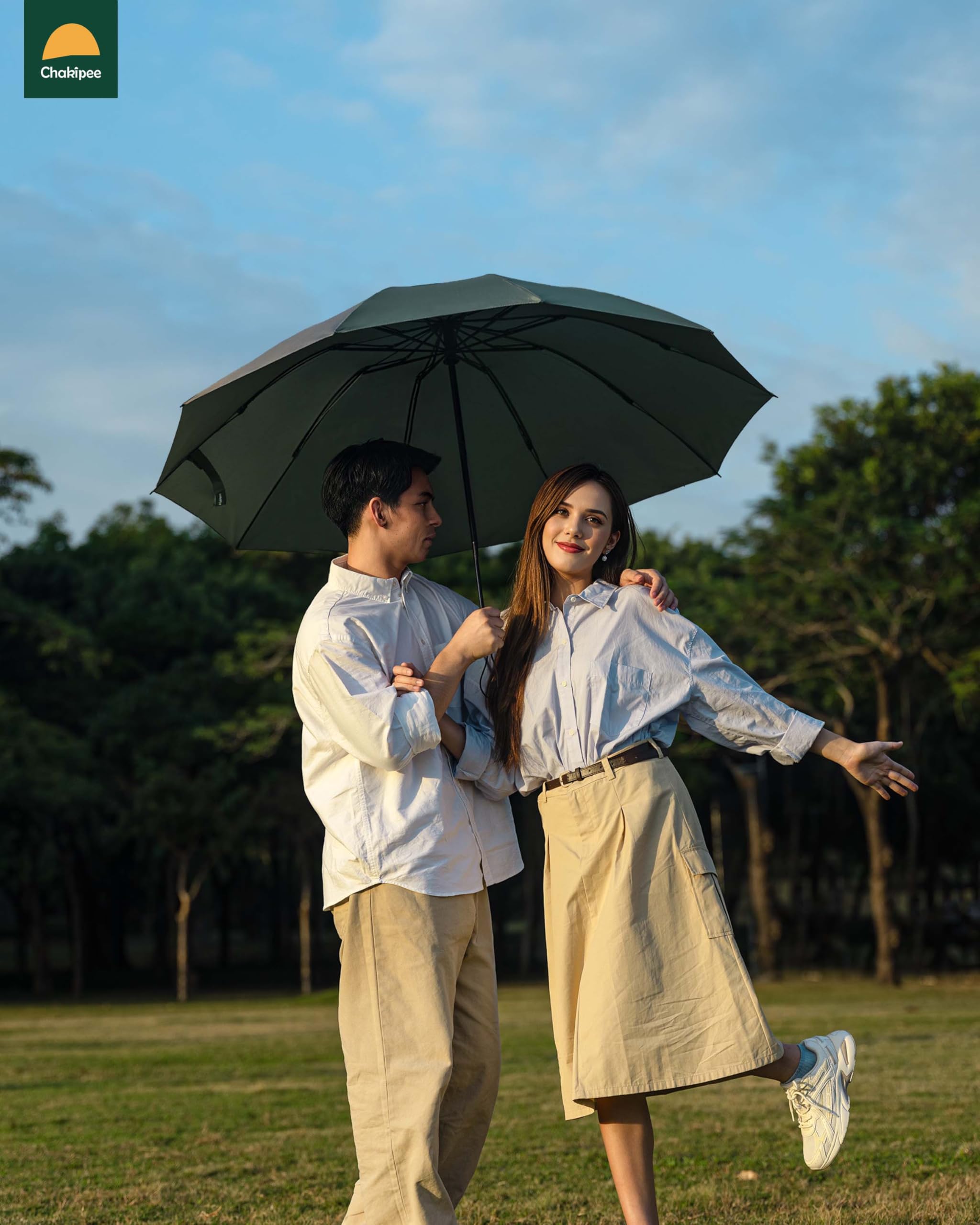 Chakipee Ombrello Pieghevole Compatto Pioggia - Automatico Pioggia Grande Ombrelli Antivento Robusto Inverso - Portatile Uomo Donna da Viaggio Resistenti Teflon 210T 10 Stecche