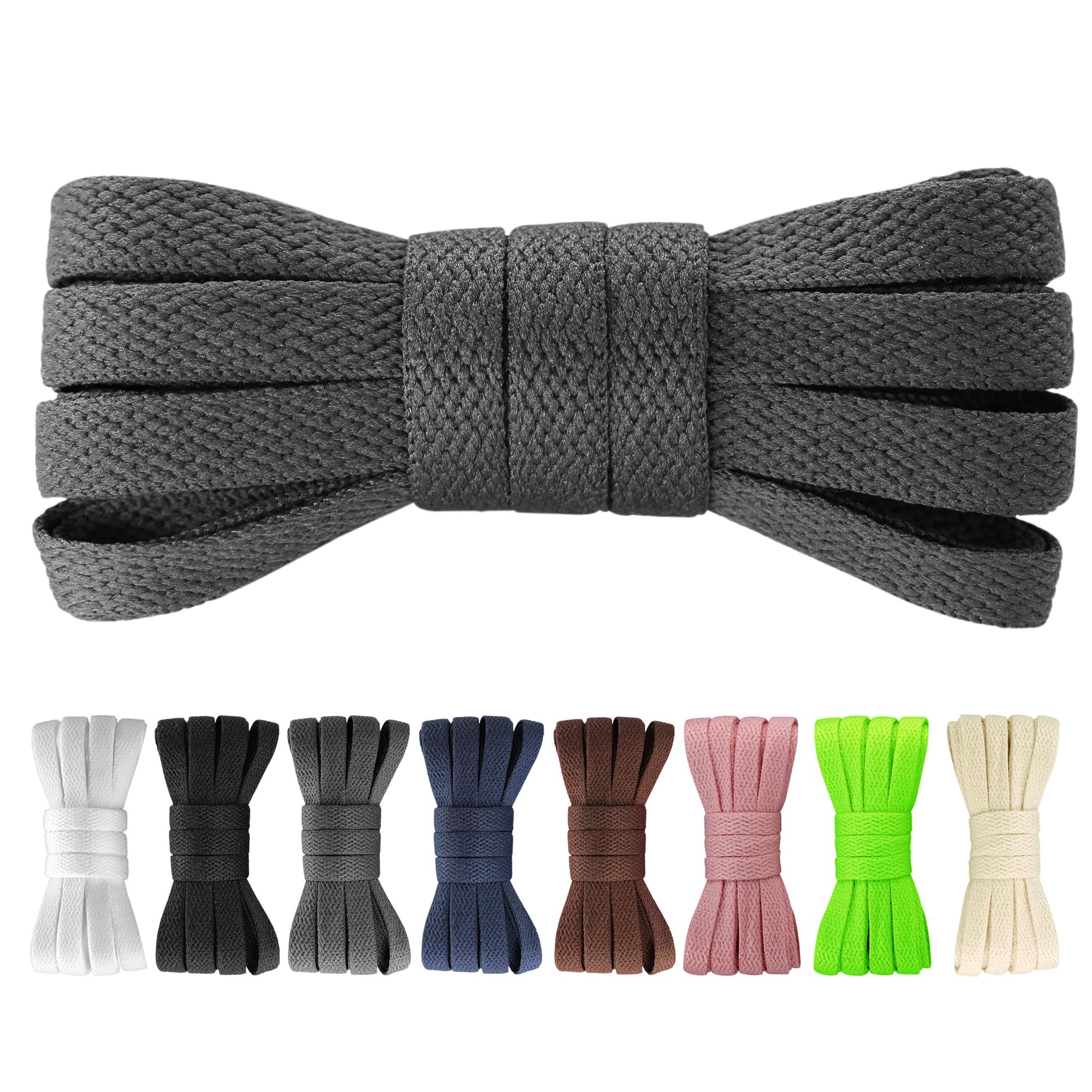 Yusimu Flache Schnürsenkel - 8 mm Breite Hochwertige Ersatz Schuhbänder für Damen, Herren und Kinder, Geeignet für Sneakers, Sportschuhe und Freizeitschuhe