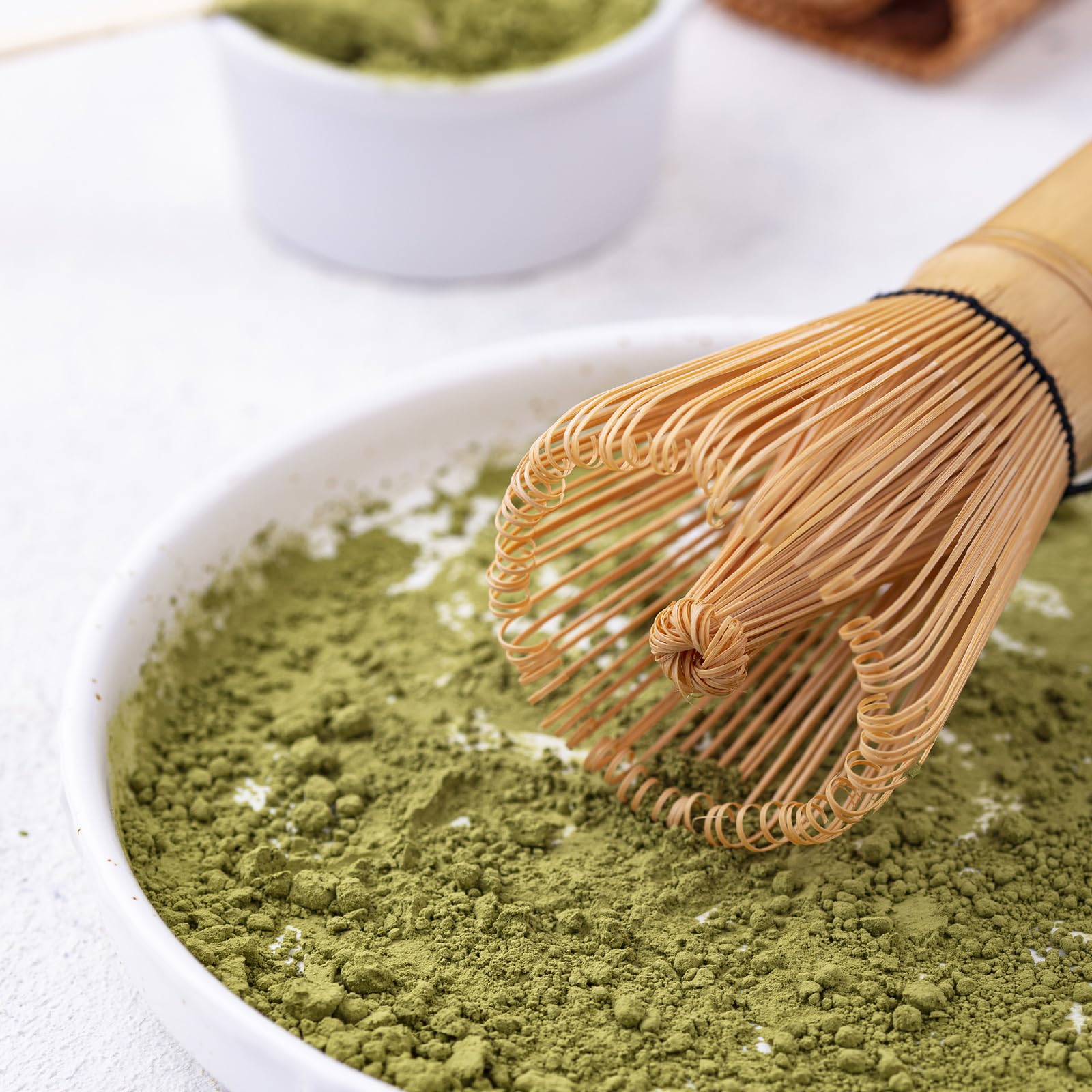 ASelected Matcha zestaw 6 miotł do herbaty Macha z miotłą matcha, miotłą matcha, łyżeczką, sitkiem do herbaty, uchwytem na miotłę, zestaw startowy do różnych napojów w proszku, takich jak kakao lub