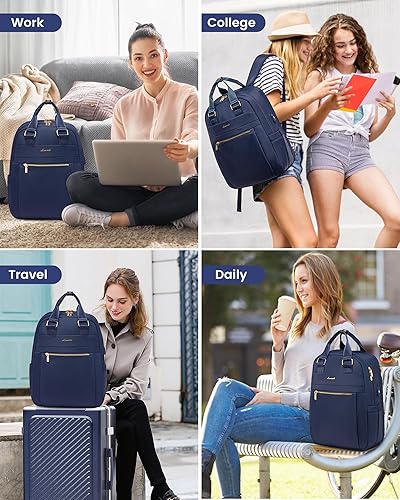Miniatura 2 de LOVEVOOK Mochila para laptop para mujer, mochila de viaje para computadora, Azul