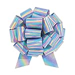 InstaBows Large Silver Gift Bow 12 Color Changing Holographic Pull String Bow Perfect for Gift Wrapping Big Presents Cars Bikes & More