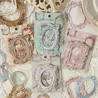 40 Pcs Hollow Relief Frame Scrapbook Papers,PET Aesthetic Sticker for Laptops DIY Craft Album Junk Bullet Journaling Planner Luggage Guitar Computer Phone Water Bottles Art Collage