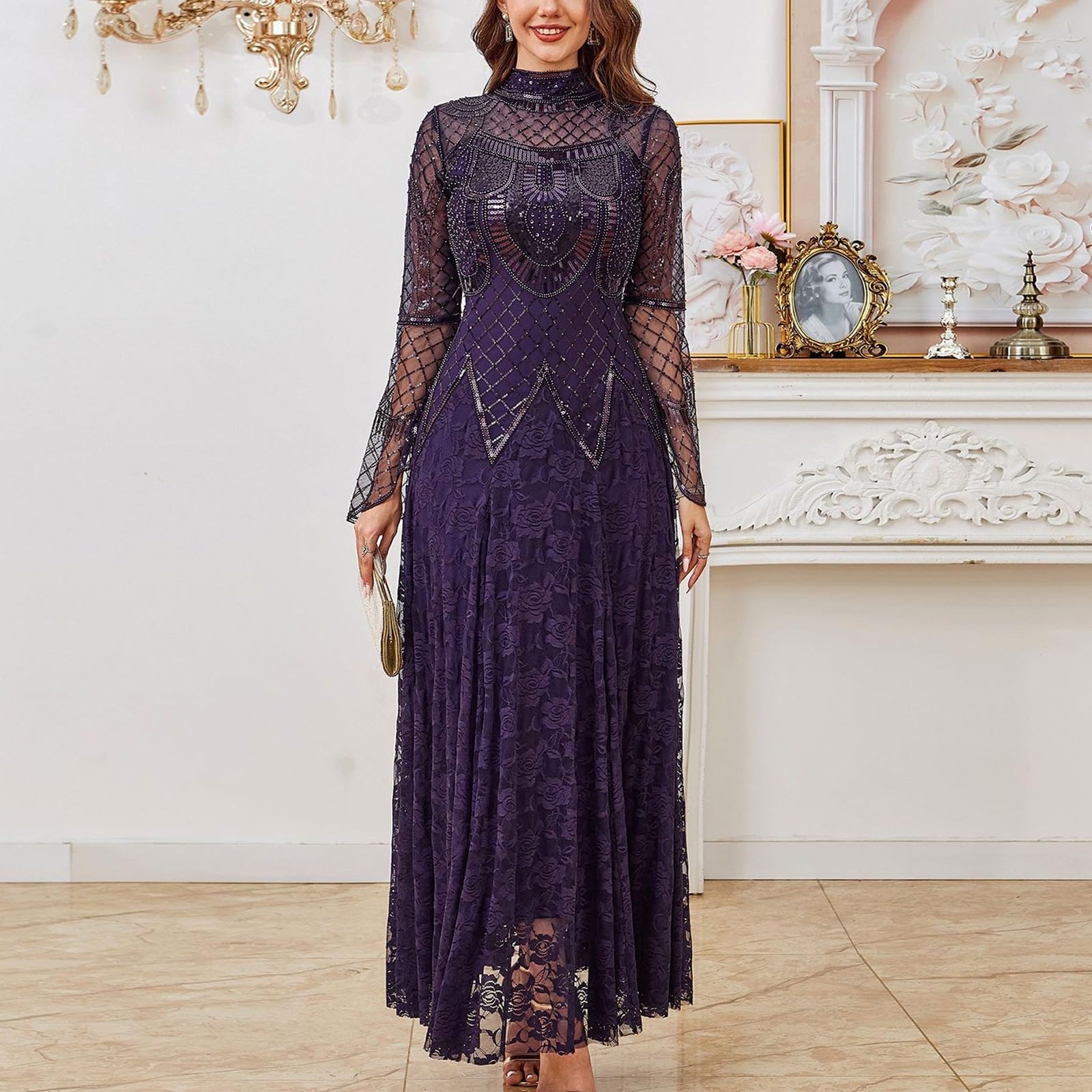 Vestidos De Fiesta Mujer Elegantes Ropa Boda Trajes Tallas Grandes Otoño Primavera Invierno Manga Larga Vestido Elegante Largos Nochevieja