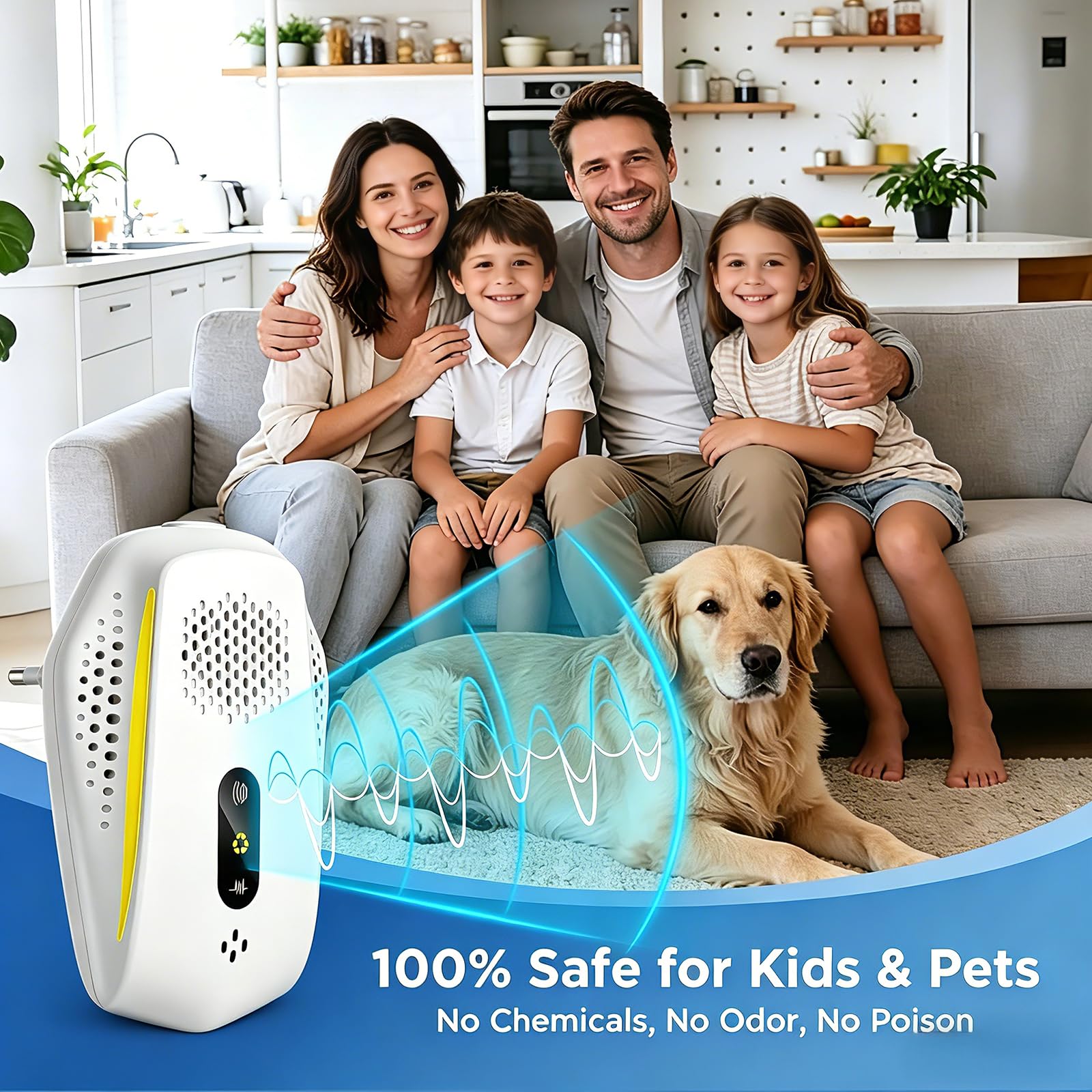 Repelente Ultrasónico de Plagas, 3 Modo Electrónico Repelente Control de Plagas, Repelente Ultrasónico Mosquitos para Anti Moscas Ratones Cucarachas Arañas Roedores Mosquitos 4 Pack