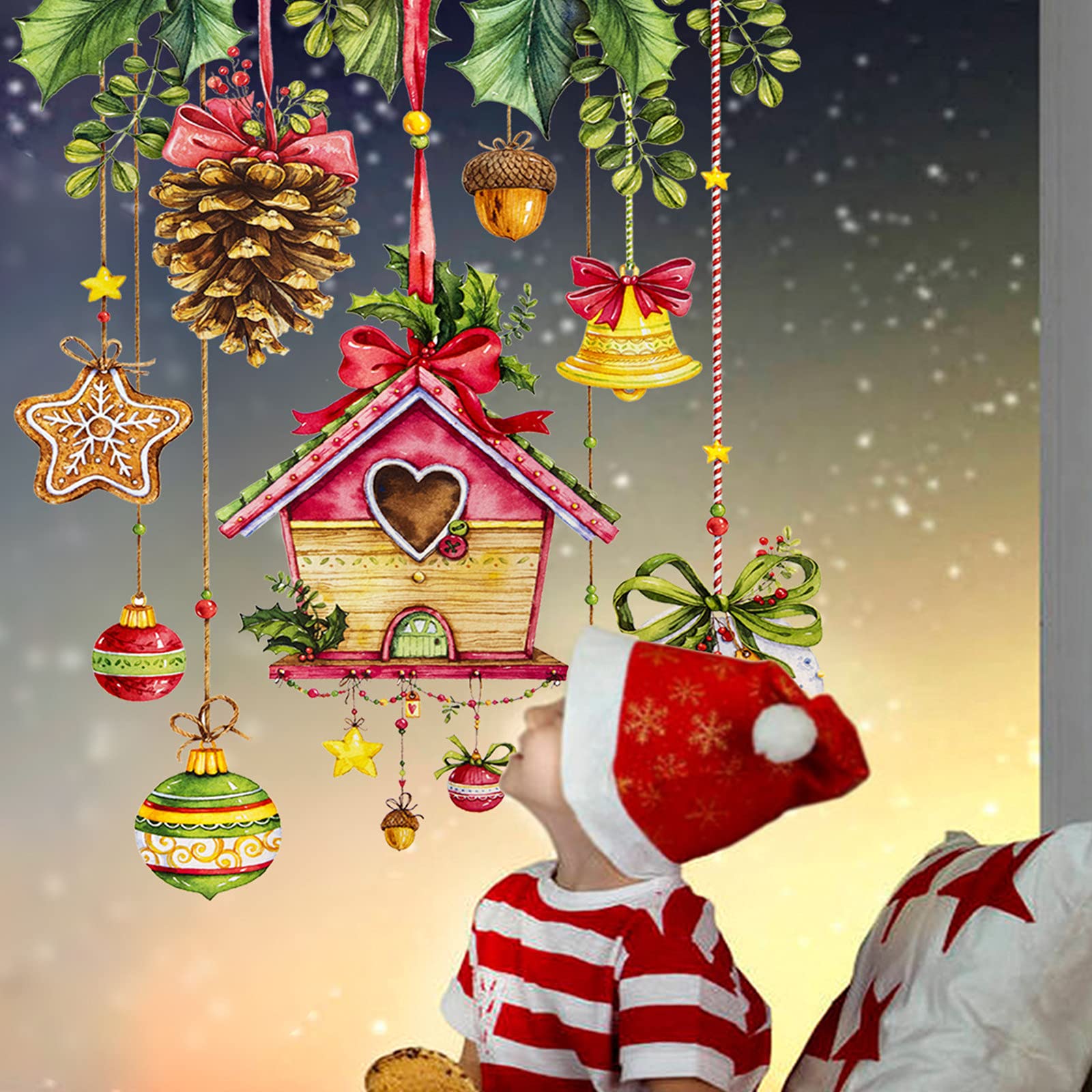 Adesivi Per Finestre Natale SANLIUSANJIU - 159 Pezzi In PVC, Riutilizzabili, Decorazioni Fai Da Te - Foto 9