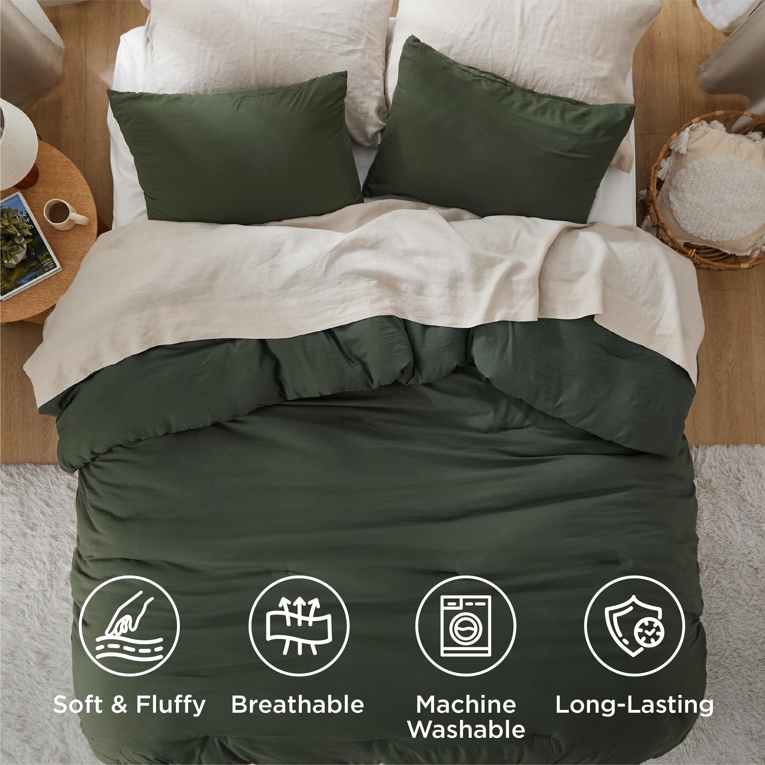 Amazon.com: Bedsure King Comforter Set, Dark Green Soft Prewashed