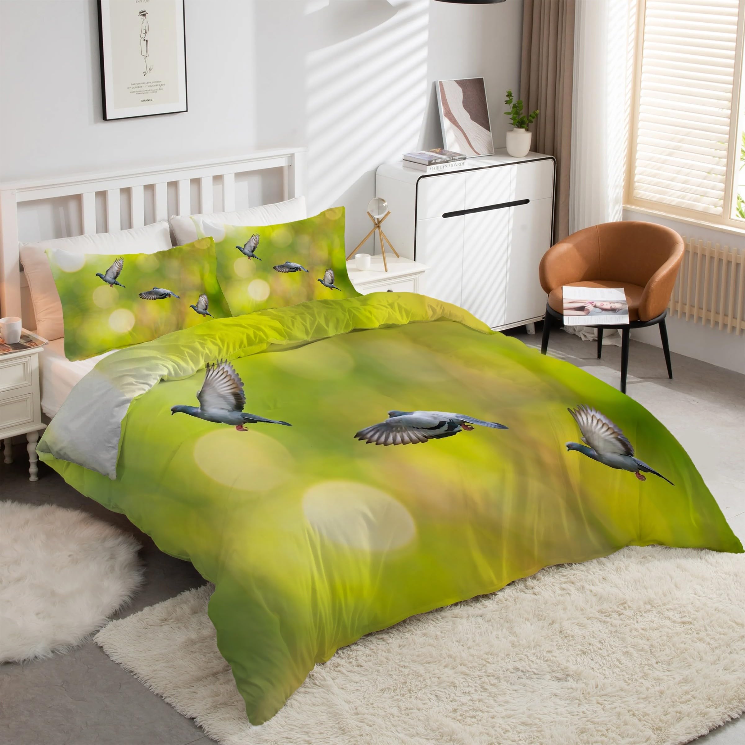 Housse de Couette 160x200 OiseauxVert pour Créer une Ambiance Naturelle et Zen dans la Chambre