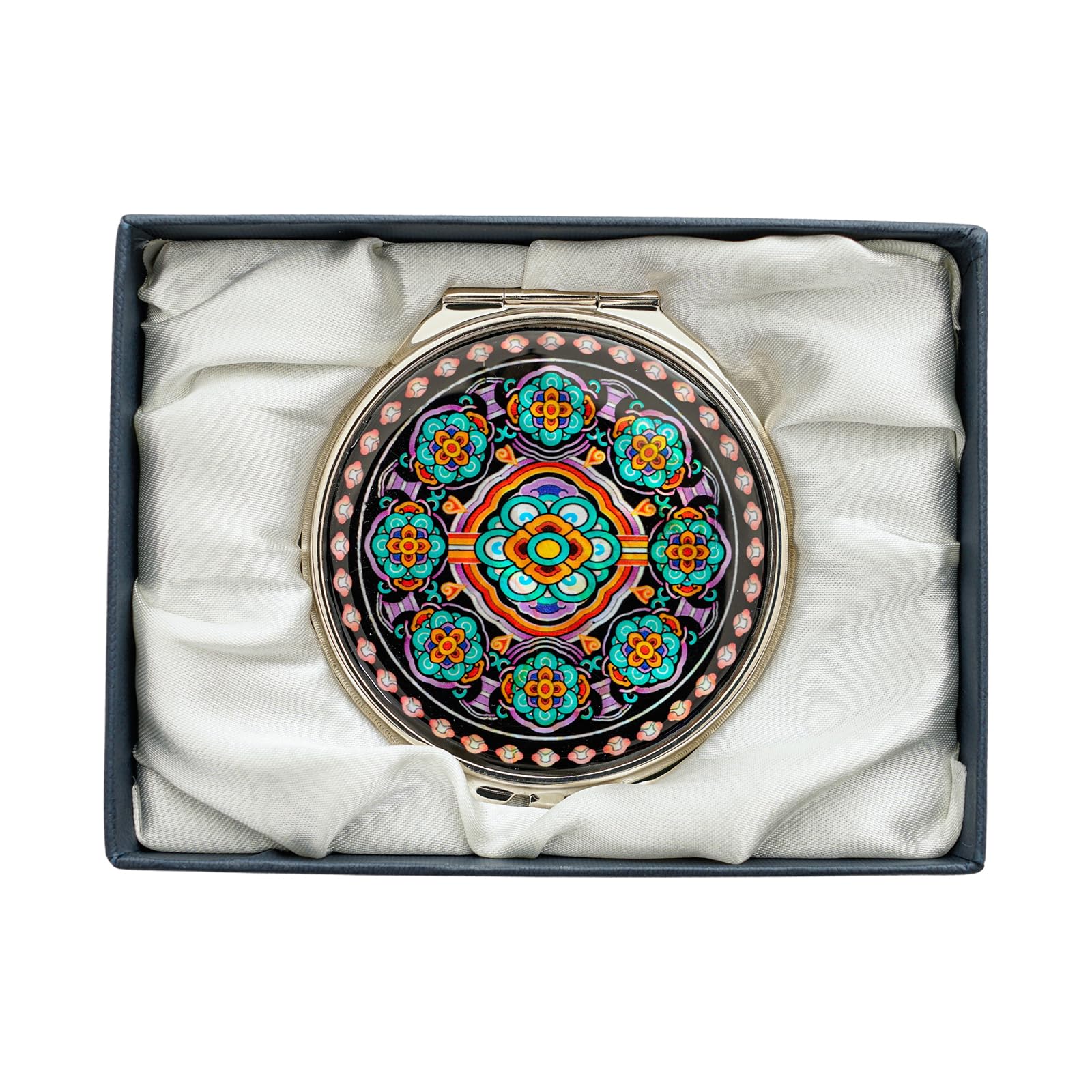 February Mountain Mother of Pearl Dual Magnification Compact Mirror – Gifts for Women, Mom, and Sister – Unique Birthday, Christmas Idea – Elegant and Travel-Friendly