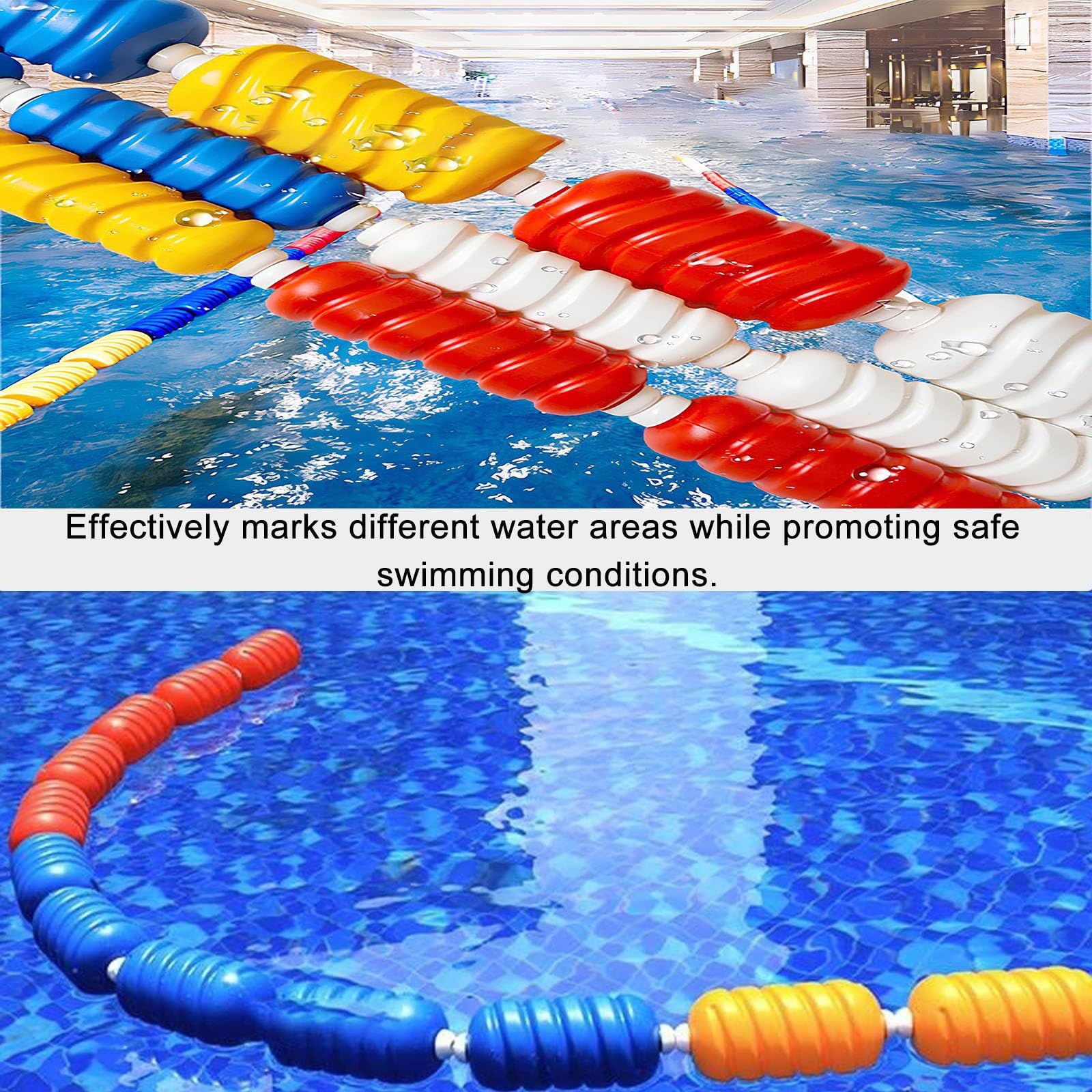 Corde de sécurité réglable avec flotteurs en spirale, ligne de séparation flottante pour piscine, eau peu profonde/profonde, idéale pour les compétitions et l'utilisation de la plage