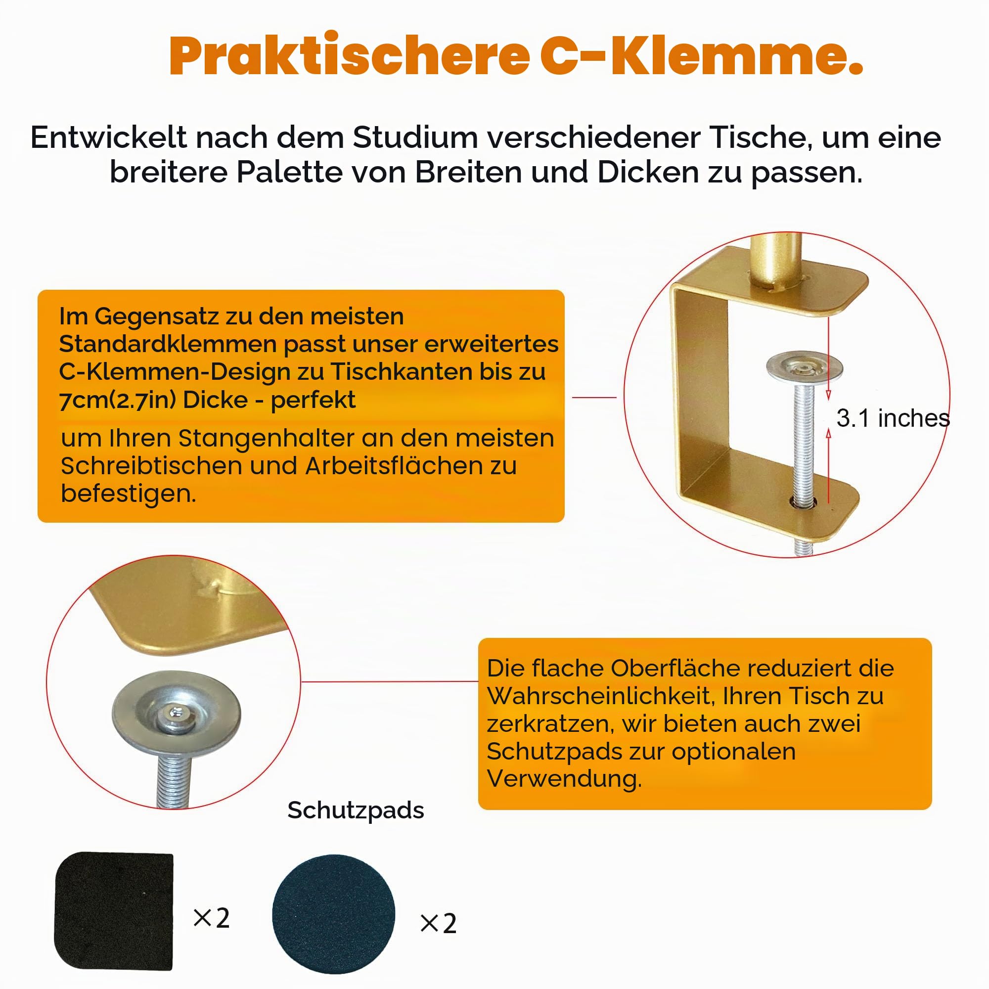 Dekostange für Tisch Outdoor mit Klemme - Tischgestell Deko Ausziehbar - Tischstange für Hochzeiten, Geburtstage & Weihnachten (Gold ,127x250cm)