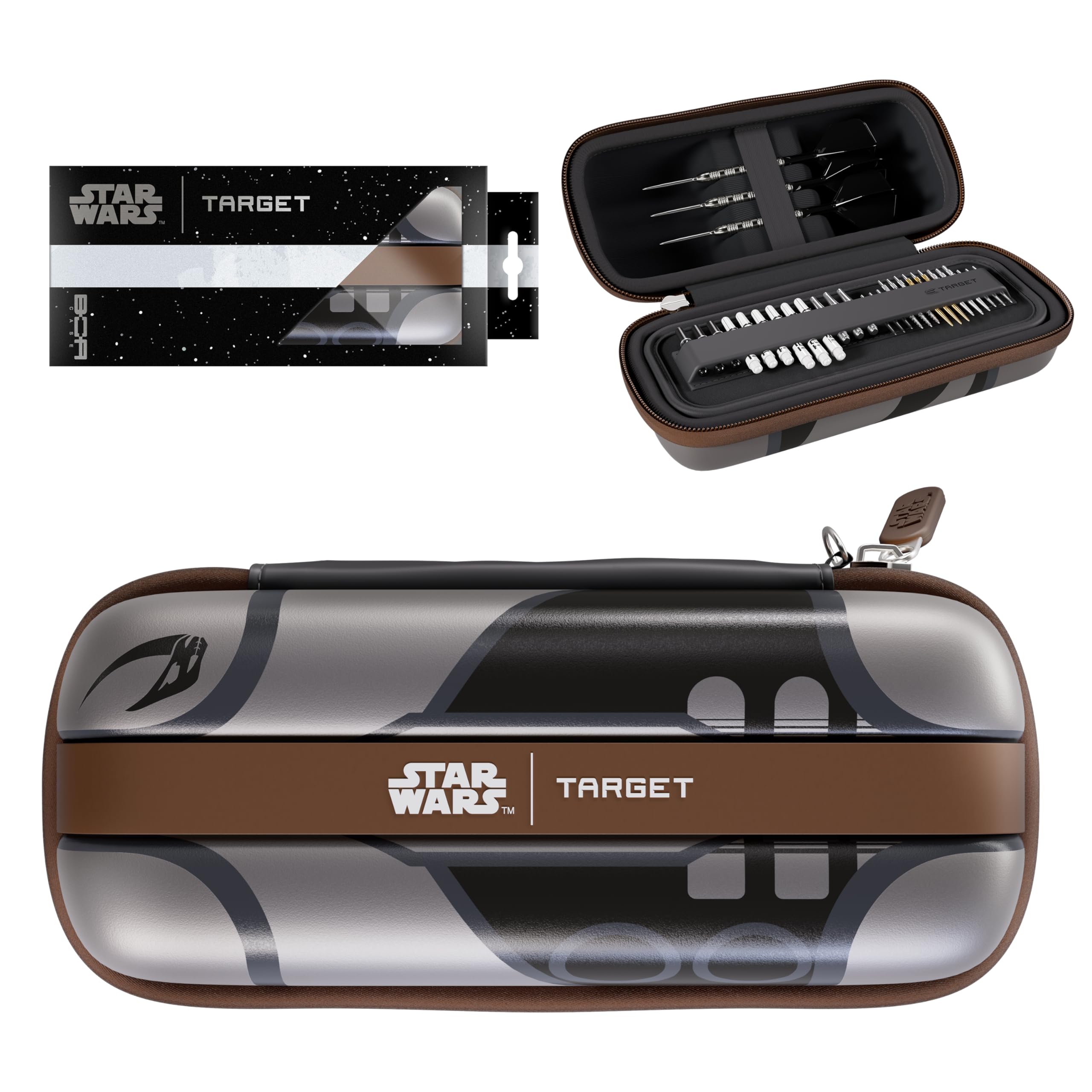 Target Darts Star Wars Mandalorian BOA Portefeuille | Premium Disney Fléchette Étui avec Personnage Design, Swiss Pointes Tip Rangement, Rigid Extérieur Coque et Organisé Accessoires Holder - 1