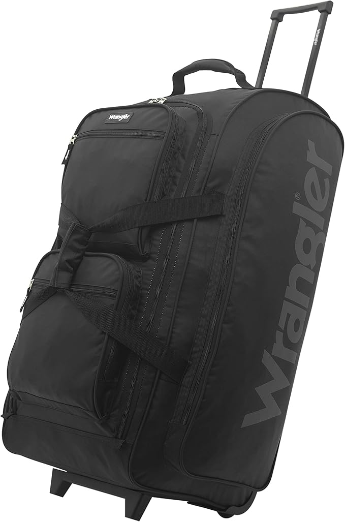 Wrangler Wesley Rolling Duffel Bag, Black, Large 30Inch, Wesley