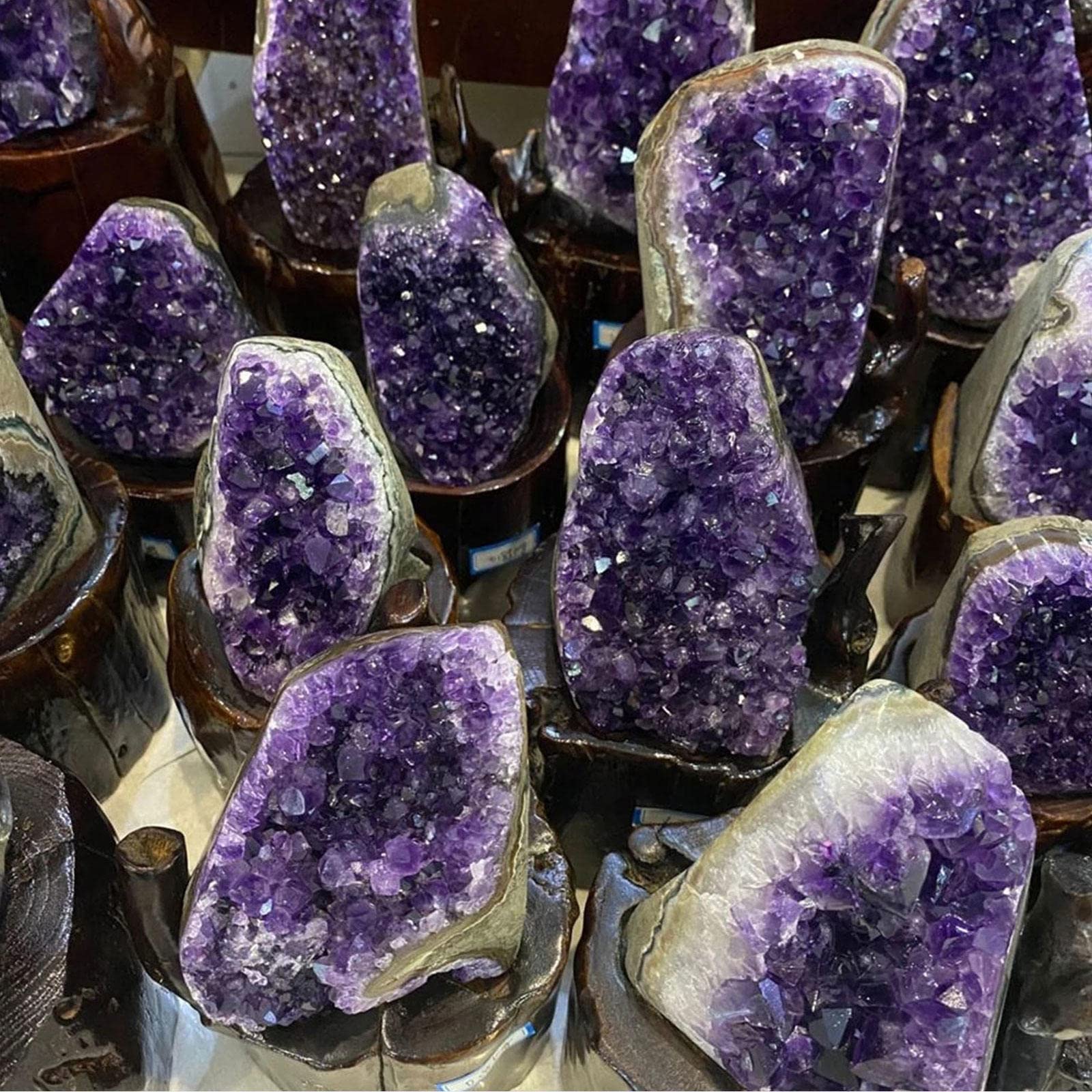 Cristal de roca amatista - Racimos de amatista natural en bruto de geoda de cuarzo de Uruguay - Cueva de geoda de amatista Natural piedras de cristal curativas para decoración del hogar,3.3lbs