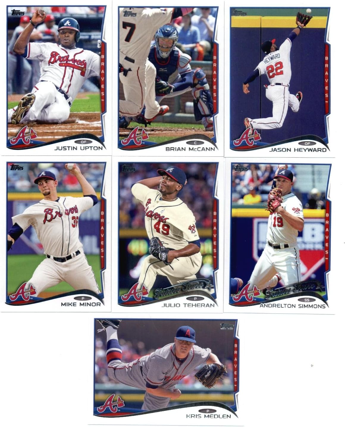 2010,2011,2012,2013 & 2014 Topps Atlanta Braves Baseball Card Team Sets (Complete Series 1 & 2 From All Five Years )
