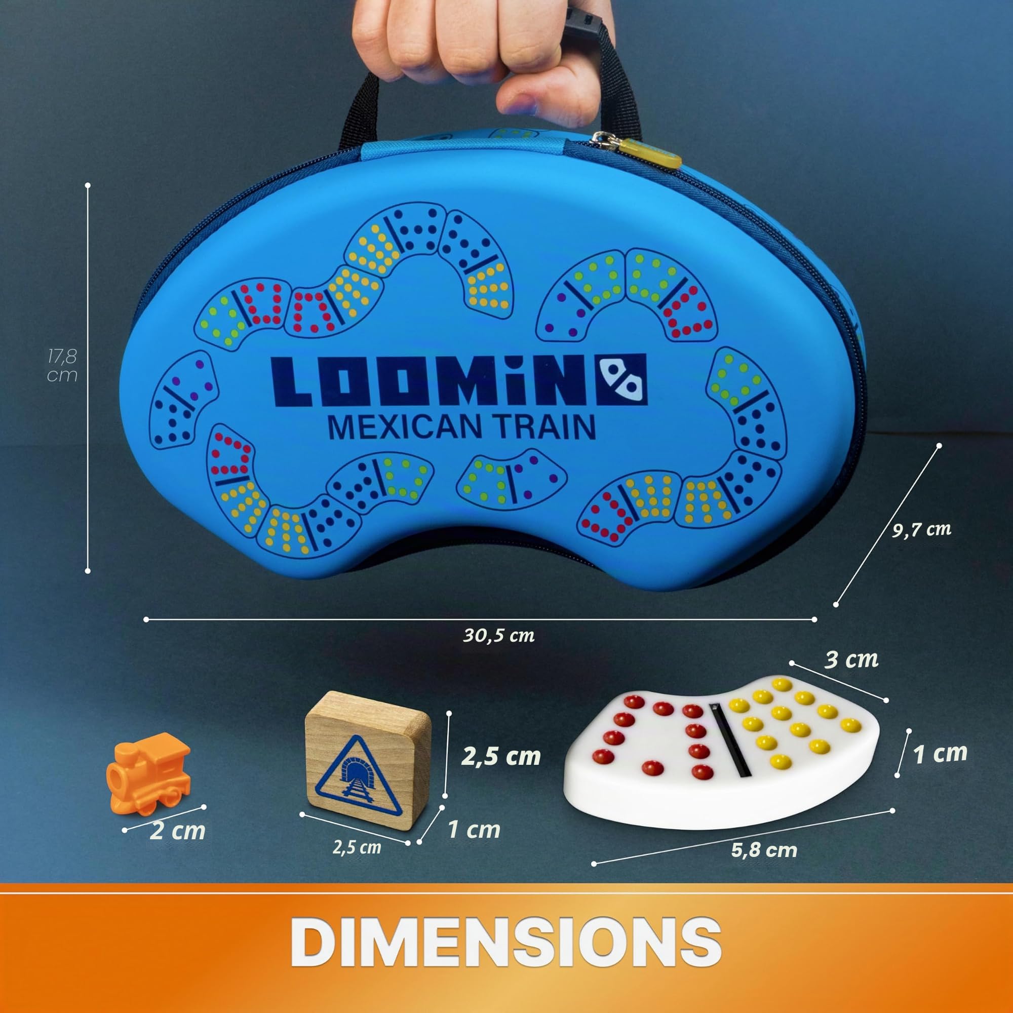Queensell Jeu de Dominos Mexican Train – Jeux de société pour Enfants et Adultes – Jeu de Dominos pour Adultes – Loomino
