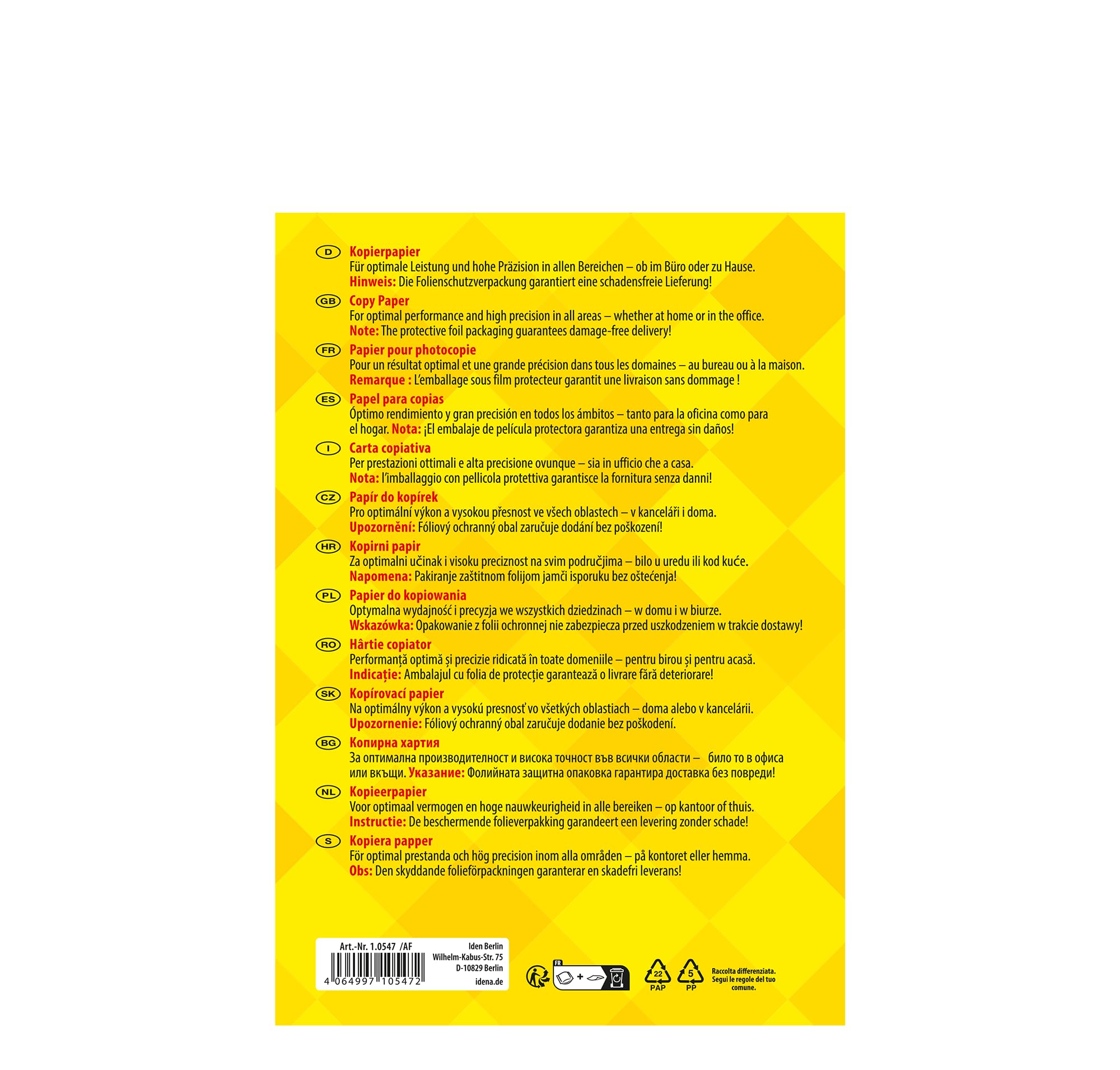 Idena 90951 - Papel para fotocopiadora DIN A5, 10 paquetes de 500 hojas de 80 g/m², papel blanco para impresoras láser y de inyección de tinta
