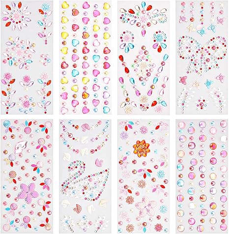 Amazon Co Jp Hitchlike ラインストーン シール ステッカー ダイヤモンド デコパーツ 8枚セット 貼り付け可能 メイクシール キラキラ シール カラフル ネイルアートパーツ フェイスステッカー 携帯電話装飾 可愛い 多種多様 Diy用品 手芸用品 ハンドメイド アクセサリー