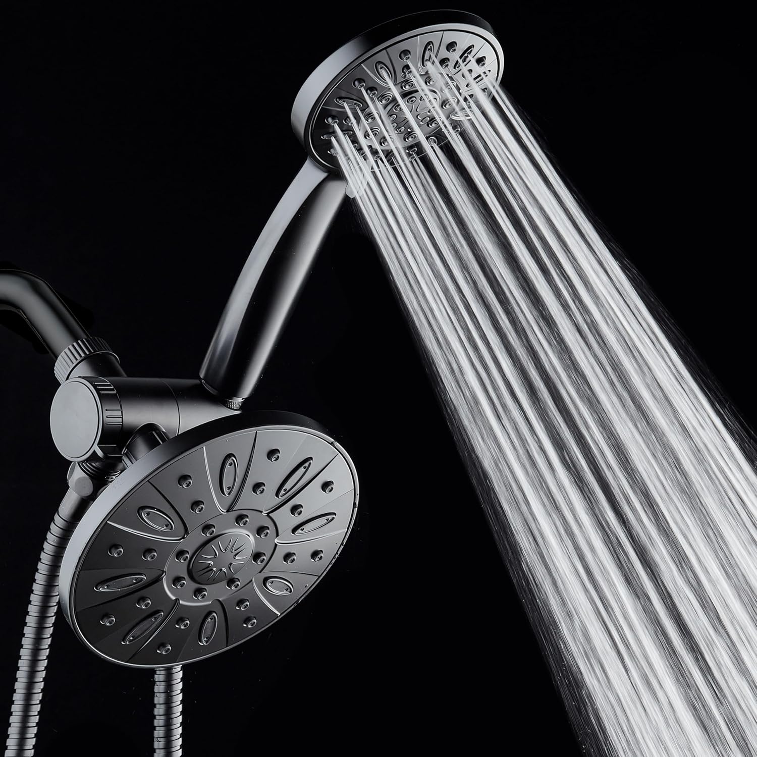 AquaDance Premium High Pressure 3-Way Rainfall Combo Combines The Best of Both Worlds-Enjoy Luxurious Rain Showerhead and 6-Setting Hand Held Shower Separately or Together, Matte Black