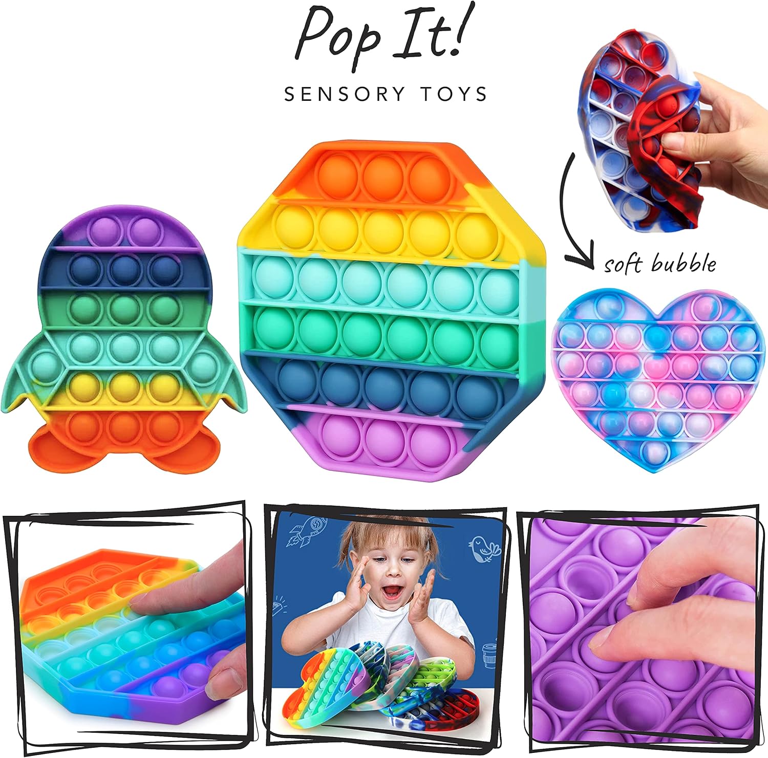 Fidget Toys Set (UK Company) Pop It Fidget Pack Of 15 Stress Relief