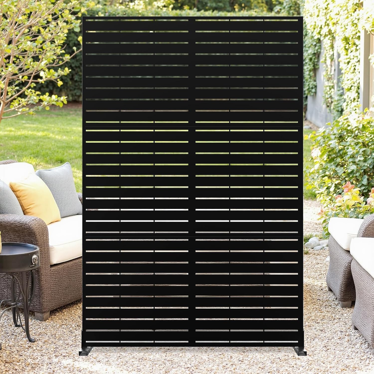 Crevyteg Garden Privacy Screen, 182Cm h x 120Cm w Decorative Metal Outdoor Divider, Freestanding Fence Patio Protective Screens Panels for Outdoor Backyard Balcony Patio Garden,C