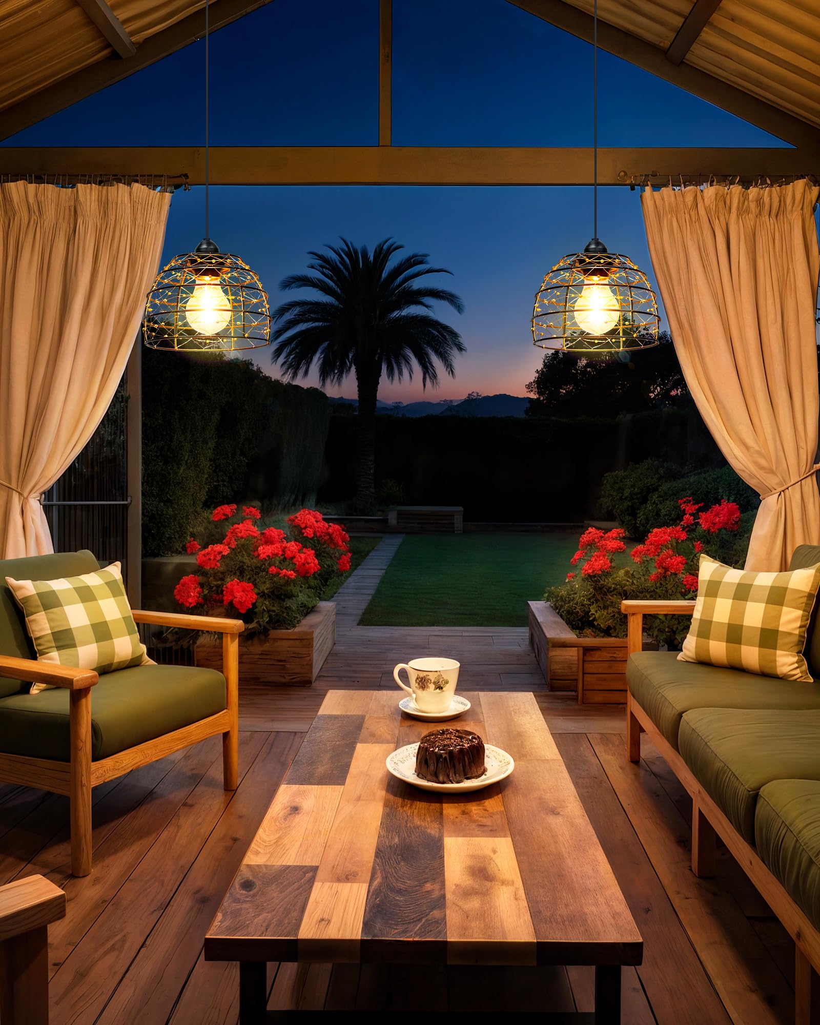 2 Lámpara Solar Exterior de Estilo Bohemio, Luces Exterior Solar con Temporizador de 4/6/8 Horas y 4 Ajustes de Brillo, Impermeable IP65 para Patios, Balcones y Jardines