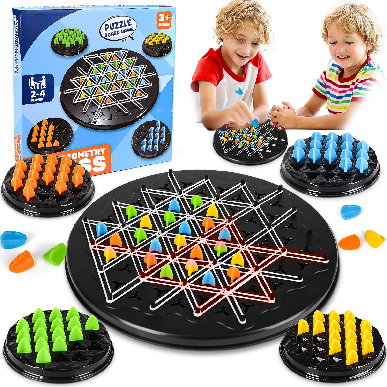 Chain Triangle Game, 2 Player Triangle Games, Triggle Rubber Chess Board Games for 2 Players, Triggle Board Game with Rubber Band
