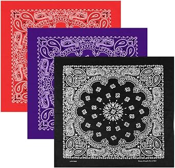 Mato & Hash Large Bandanas 27 x 27 | Versatile Biker Rags | Classic Paisley Bandana Pattern