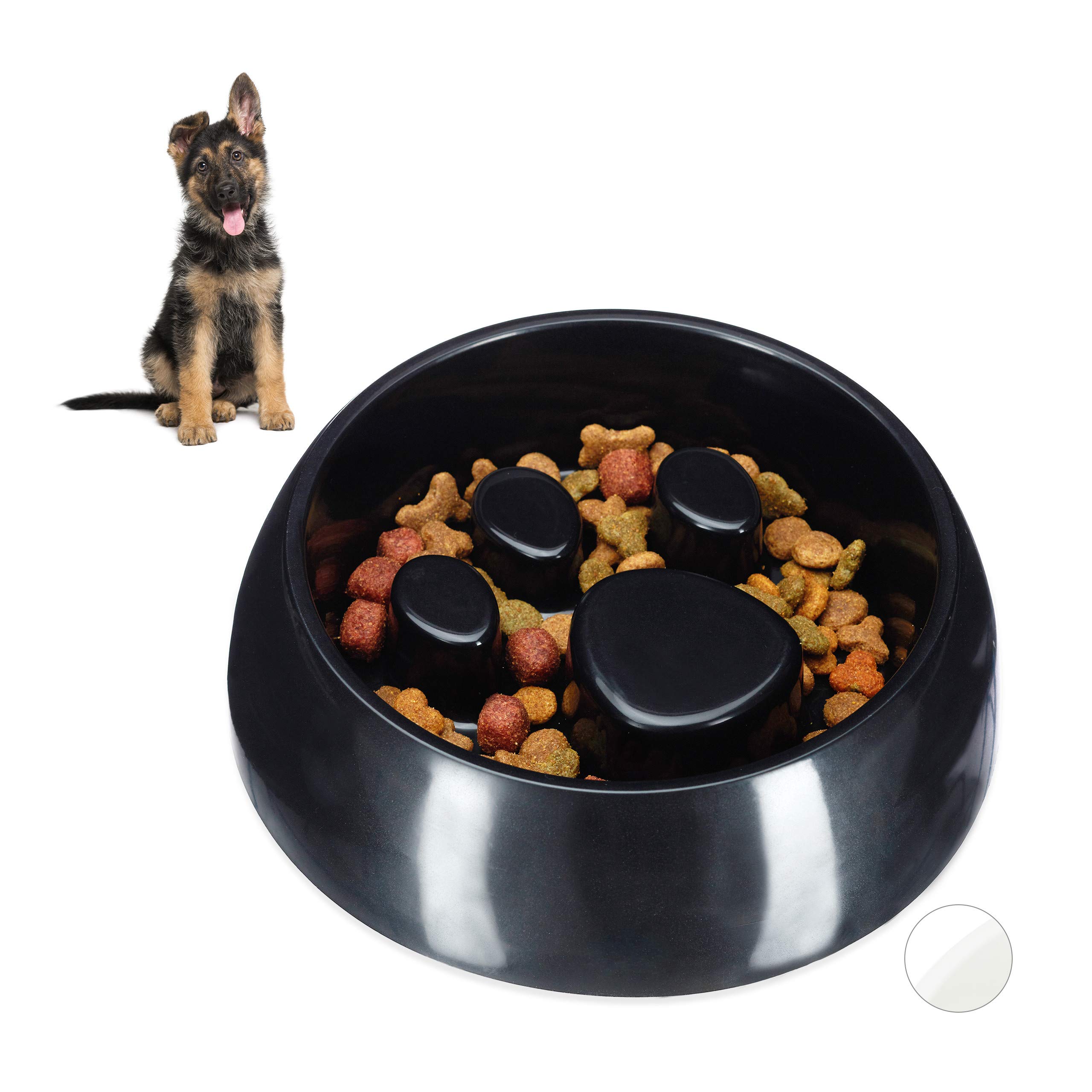 Relaxdays Ciotola Anti-Ingozzamento per Cani e Gatti, Lenta Assunzione del Cibo, Lavabile in Lavastoviglie, Nero