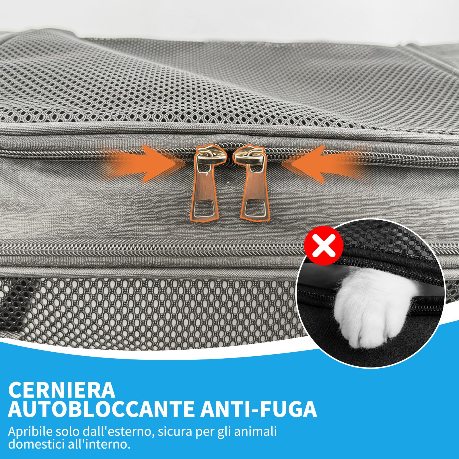 Trasportino per Cani e Gatti, Trasportino per Gatti, Tappetino Rimovibile, Tracolla Regolabile, Borsa Pieghevole Portatile, fino a 8 kg, per Gatti e Cuccioli (Grigio, L 43 x P 28 x H 28 cm)