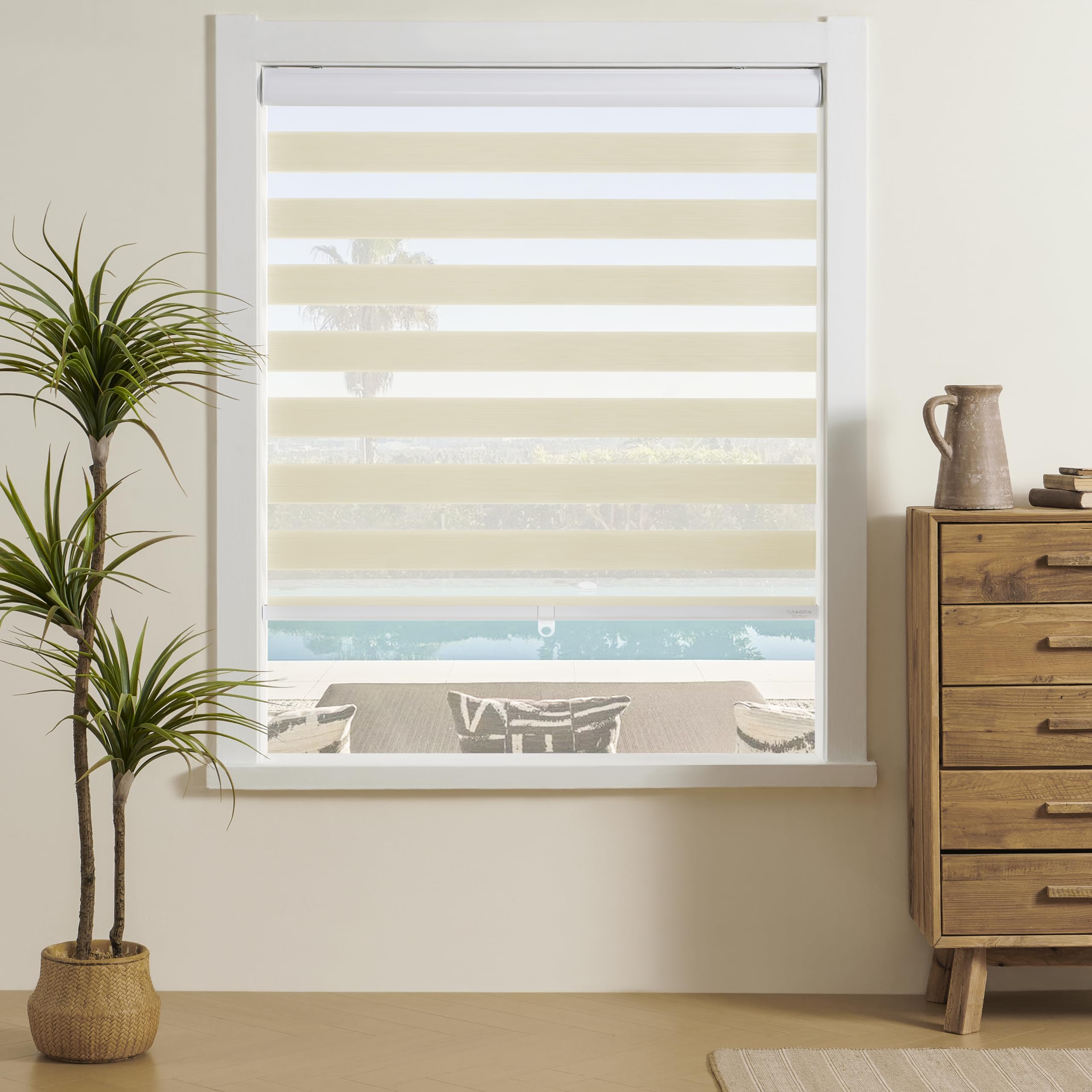 Cordless Zebra Blinds Window Blind Zebra Shade Blinds for Windows Roller Sheer Shades Privacy Light Filtering Shades for Home Kitchen Bathroom (Width 34'' X Height 72'' Cream)