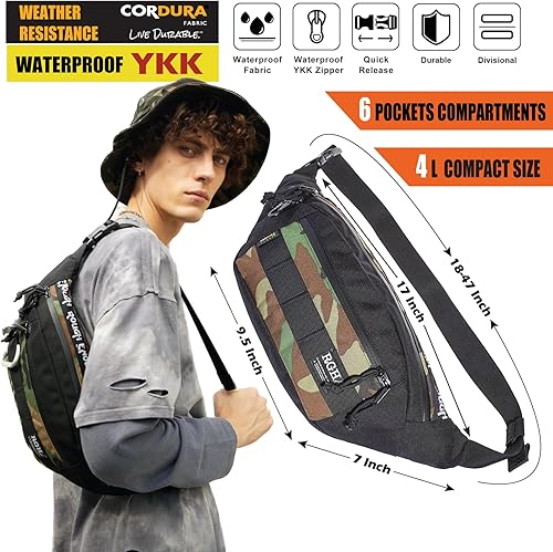 Miniatura 2 de Rough Enough - Cangurera táctica para hombre, diseño de Cordura, talla L